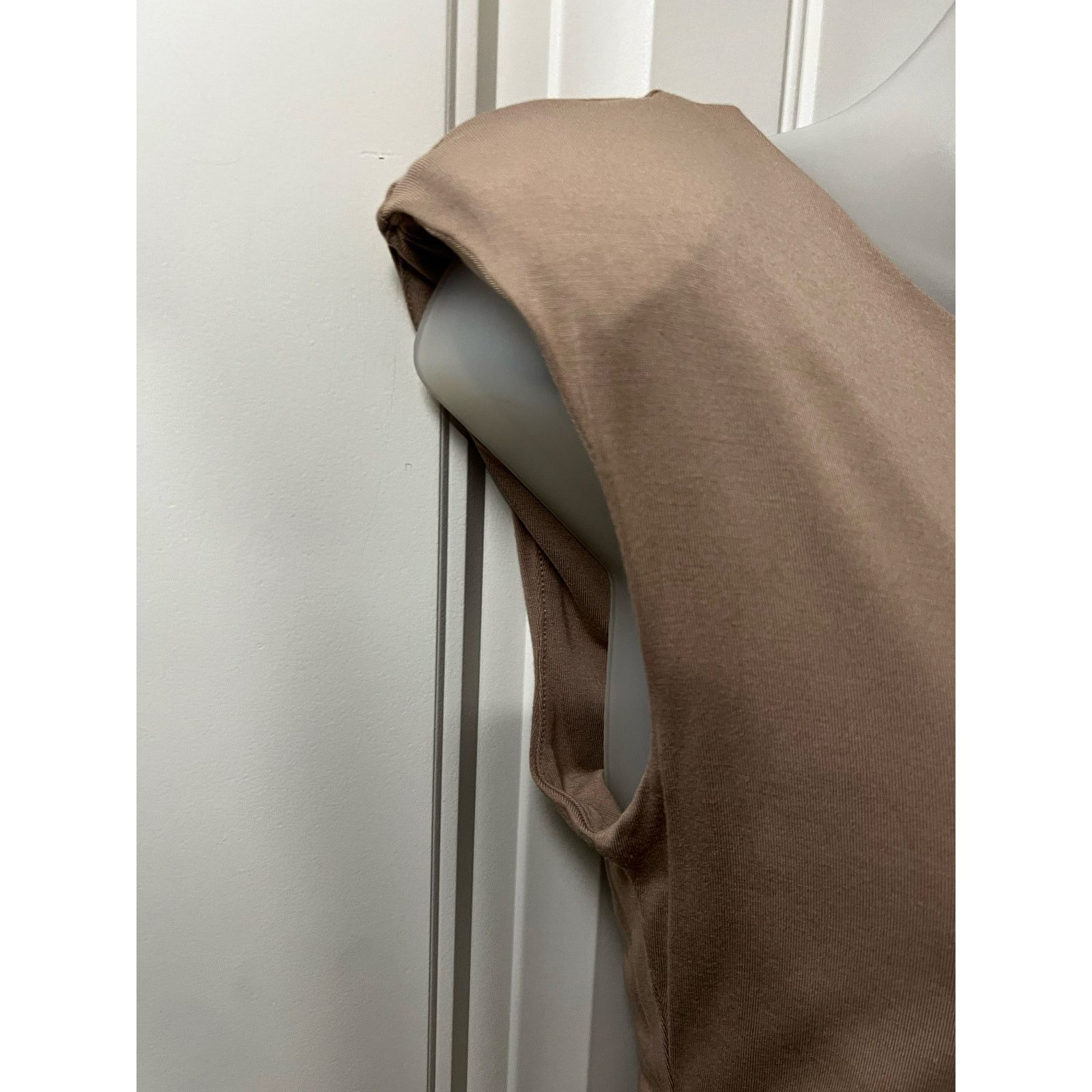 Lulus Taupe Sleeveless Padded Shoulder Bodysuit Fitted Waist Size S / US 4 / IT 40 - 3 Thumbnail