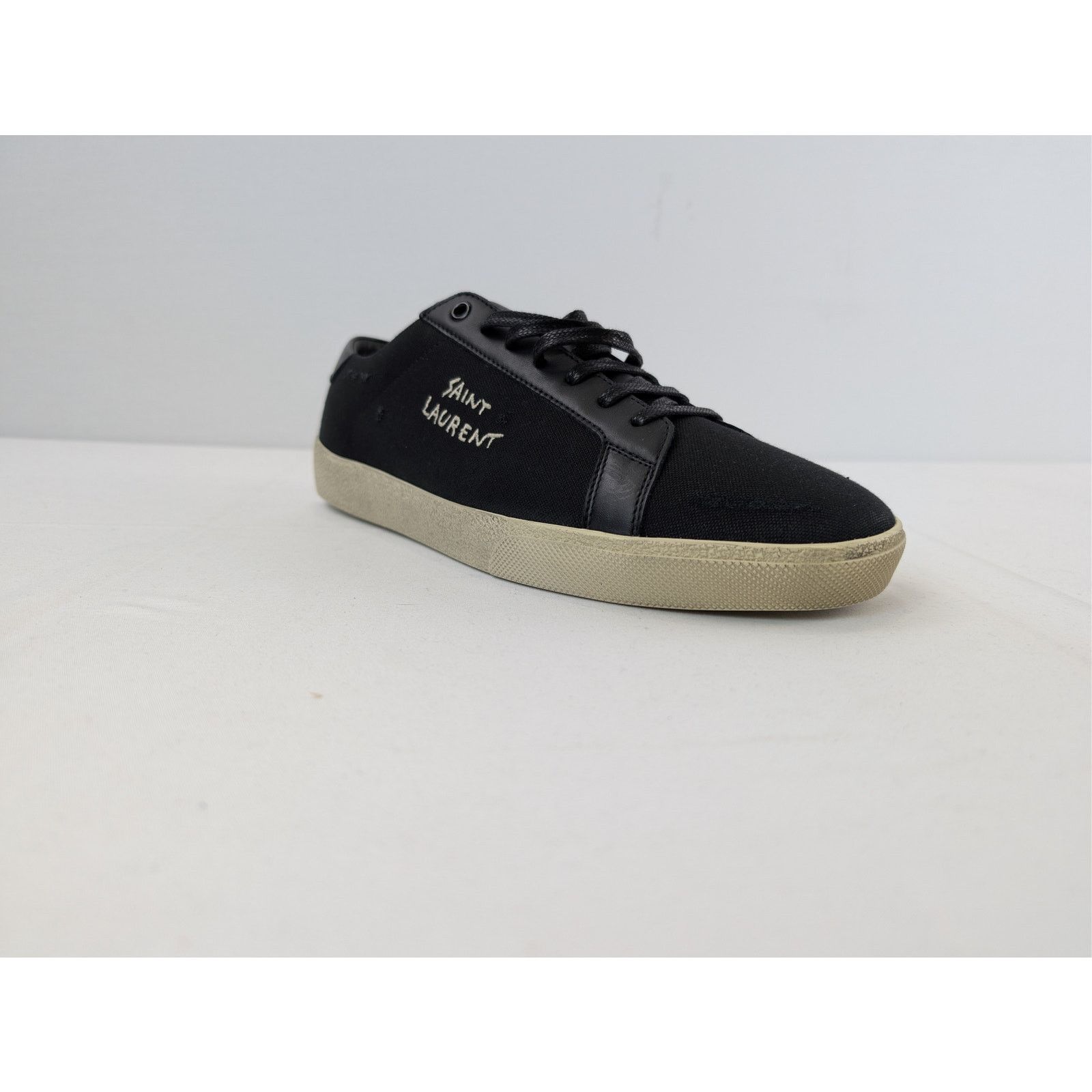 Saint Laurent Paris o1rshd1 SL06 Signa Low Top Sneakers in Black Size US 12 / EU 45 - 2 Thumbnail