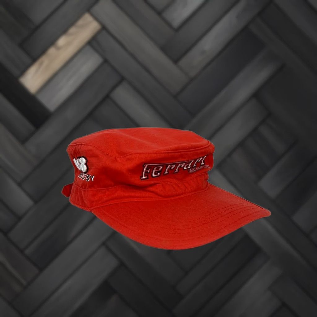 Ferrari Ferrari Cap Men’s One Size Red Baseball Cap Adjustable Canvas Cotton Hat Shaped Solid Vintage No Size ONE SIZE - 1 Thumbnail