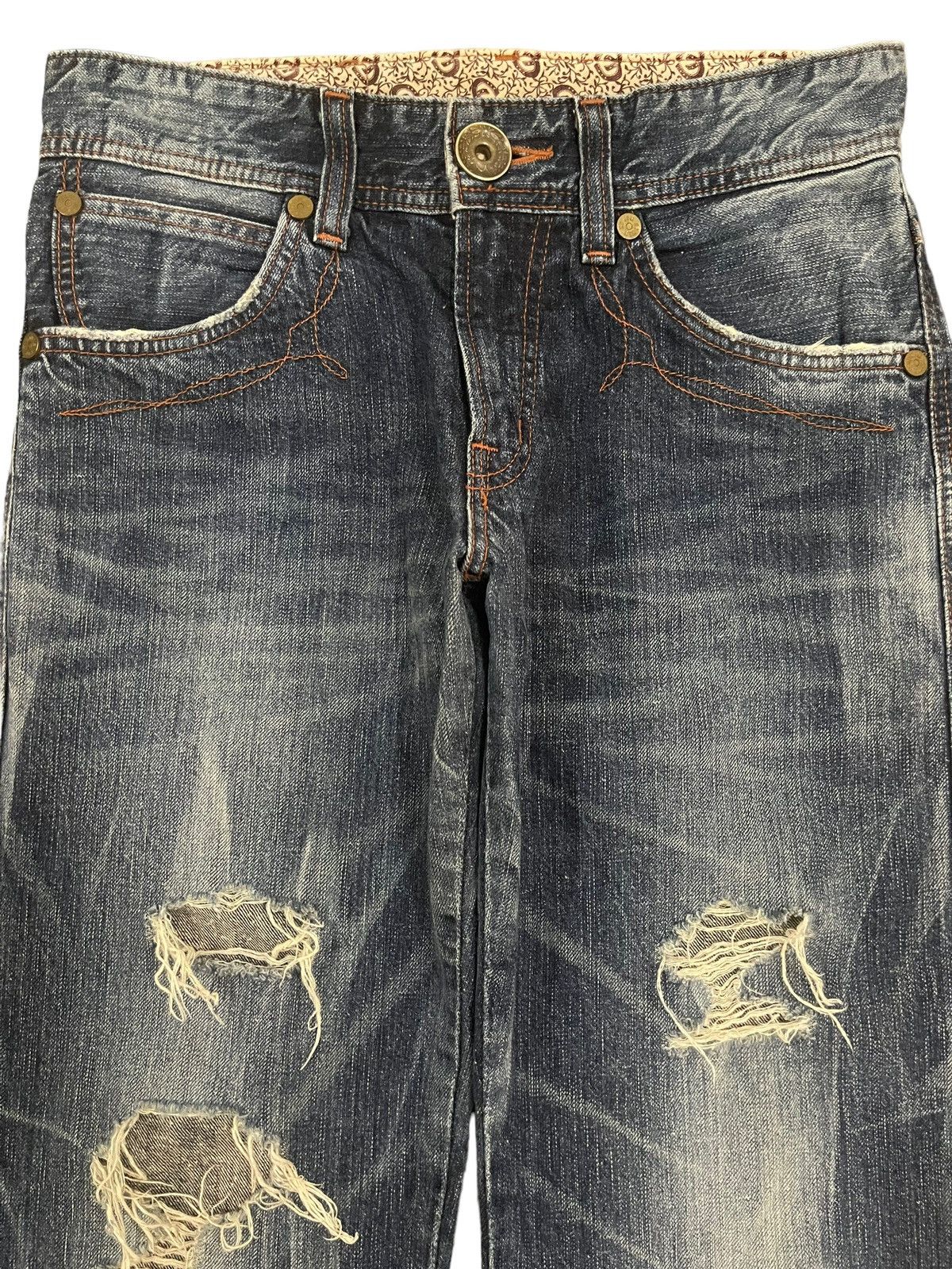 Edwin Vintage Edwin 503 Blue Wash Style Distressed Loose Jeans Size US 30 / EU 46 - 3 Thumbnail