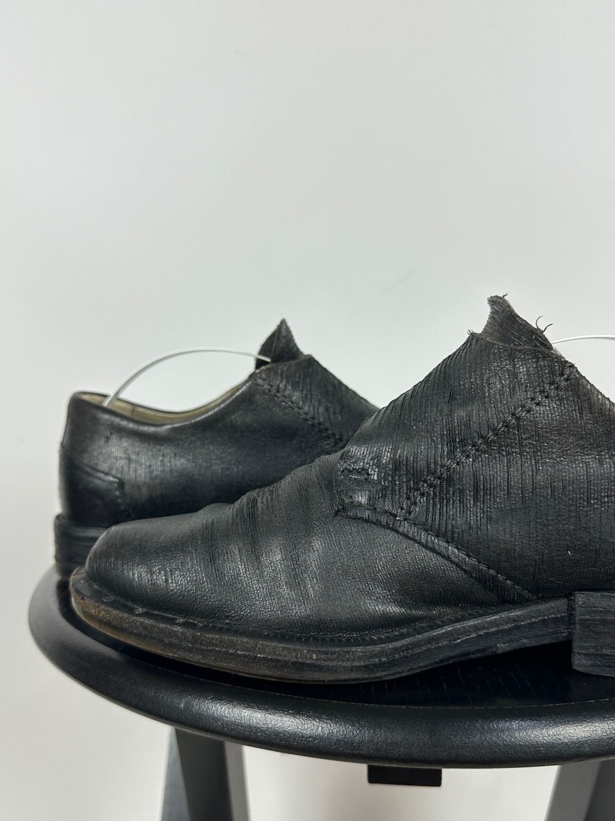A.S.98 A.S.98 Black Distressed Leather Monk Strap Shoes Size US 6 / IT 36 - 19 Thumbnail