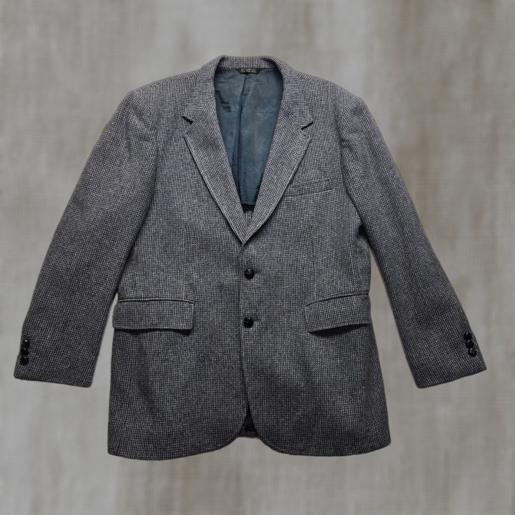 Vintage Wesley Clothes Blazer / Jacket Gray Dress Casual Jacket 42L Long Men’s / Wool Polyester Tweed Suit Jacket/Coat Style Blazer (42) Mens Size 42R - 1 Thumbnail