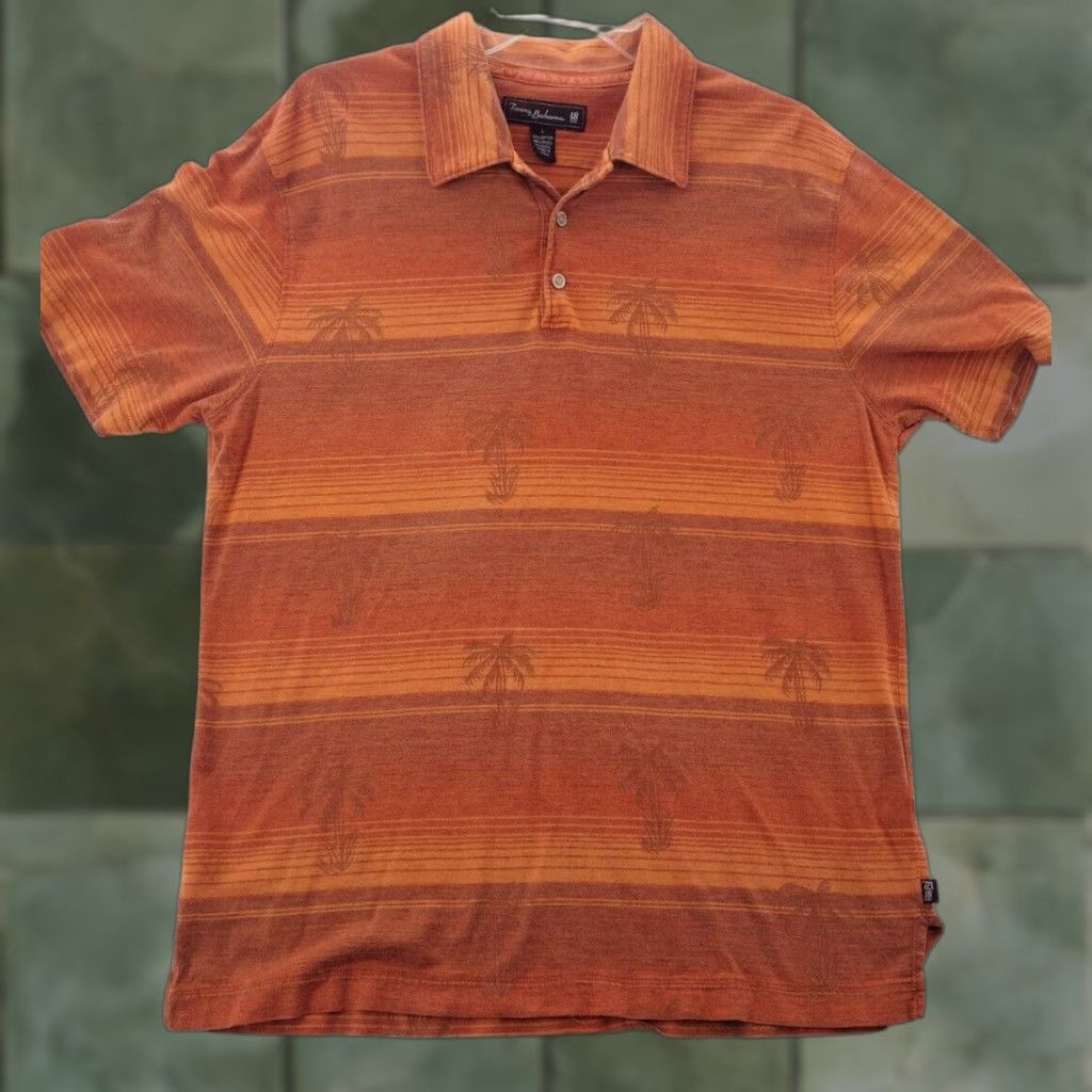 Tommy Bahama Tommy Bahama Button-Up Shirt Mens Large Short Sleeve Cotton Blend Hawaiian Orange Aloha Size US L / EU 52-54 / 3 - 1 Thumbnail