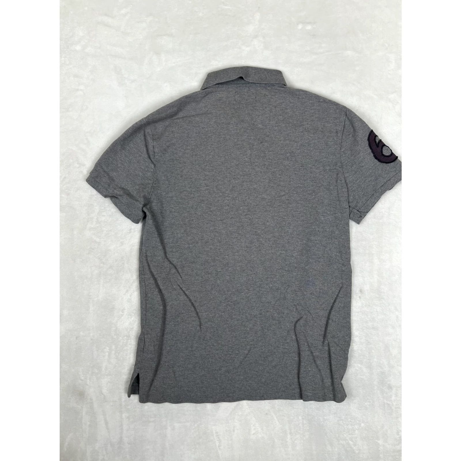 Vintage Polo Jeans Company Polo Shirt Mens Medium Gray RL Logo 67 Sleeve Patch Short Sleeve Knit Cotton Casual Summer 100% Cotton Mens Size US M / EU 48-50 / 2 - 7 Thumbnail