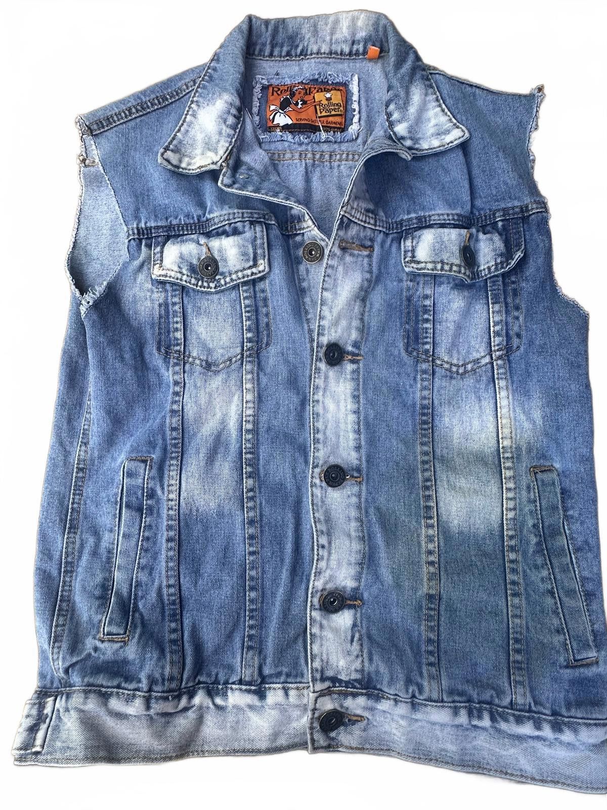 Other Vtge Rolling Paper Denim Vest Medium Distressed Cutoff Style Size US M / EU 48-50 / 2 - 1 Thumbnail