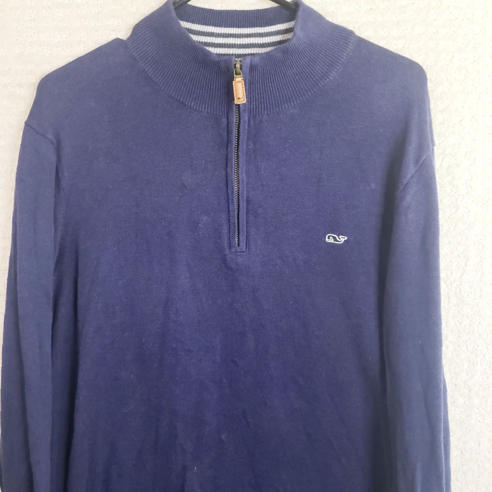Vineyard Vines Vineyard Vines Men's L Navy Cotton 1/4 Zip Pullover Sweater Size US L / EU 52-54 / 3 - 3 Thumbnail