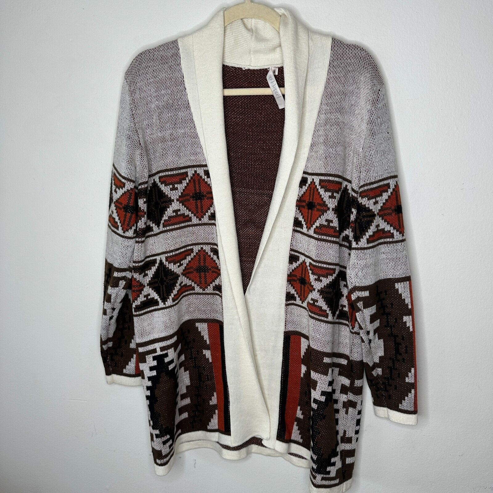 Other Mags & Pye Cream Brown Rust Native Aztec Longline Cardigan M Size M / US 6-8 / IT 42-44 - 6 Thumbnail