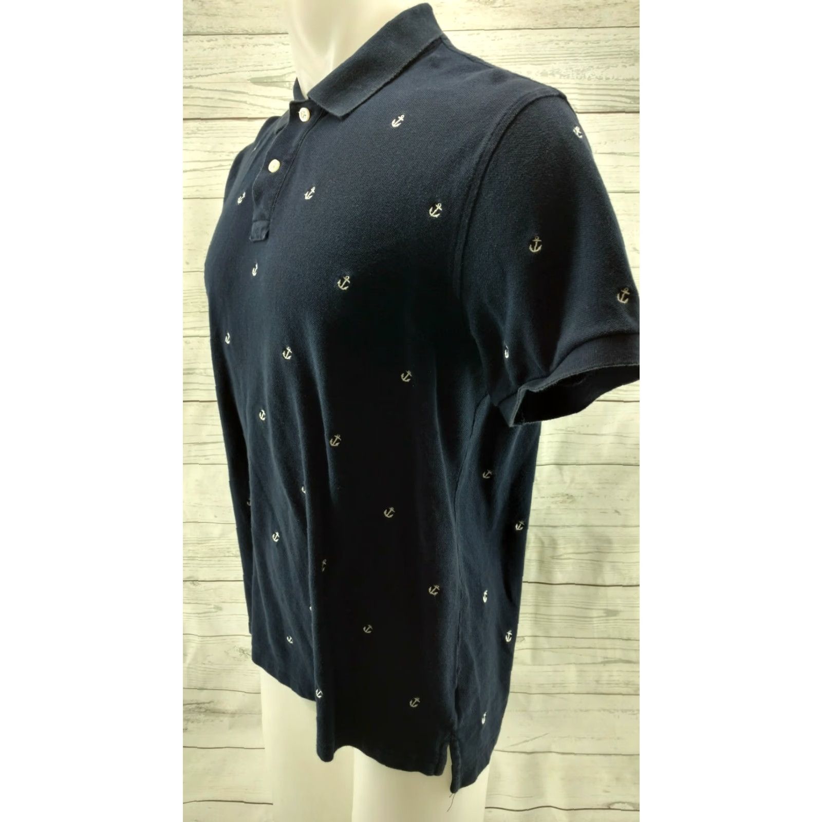 J.Crew Men's J.Crew Navy Polo Shirt Large SLIM FIT Anchors Shirt Slim Fit Polo Blue Size US L / EU 52-54 / 3 - 2 Thumbnail