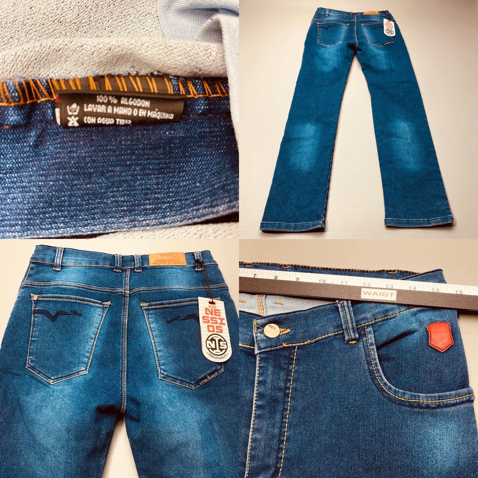 Vintage NWT Inter Nessios Jeans Mens 38x32 Blue Denim Stretch Straight Leg 8127 Size US 38 / EU 54 - 8 Thumbnail