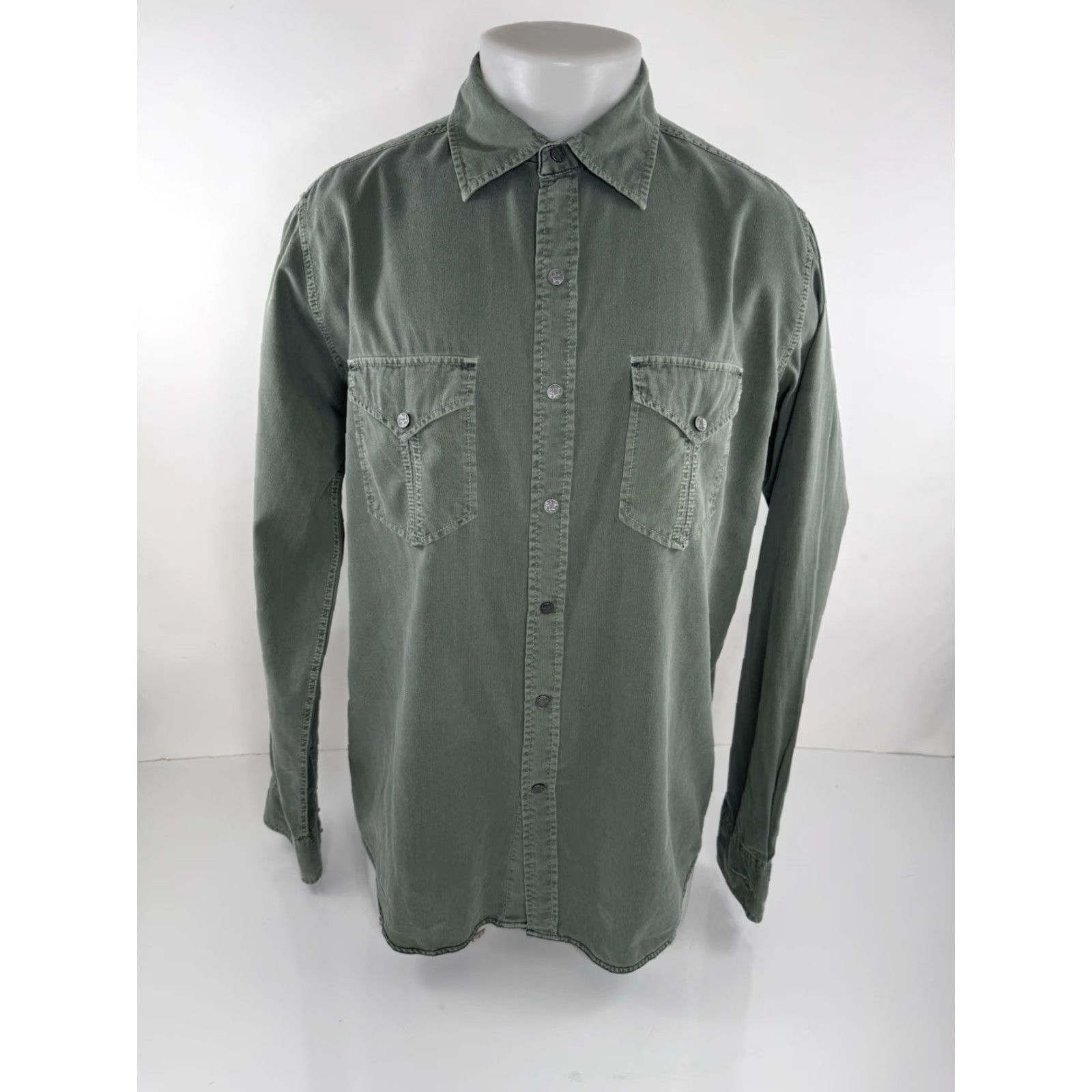 Vintage RYAN MICHAEL Western Silk / Silk Blend Metal Snap M Shirt Mens Green 90s Theme Button-Up Long Sleeve Collared Size M Size US M / EU 48-50 / 2 - 2 Thumbnail