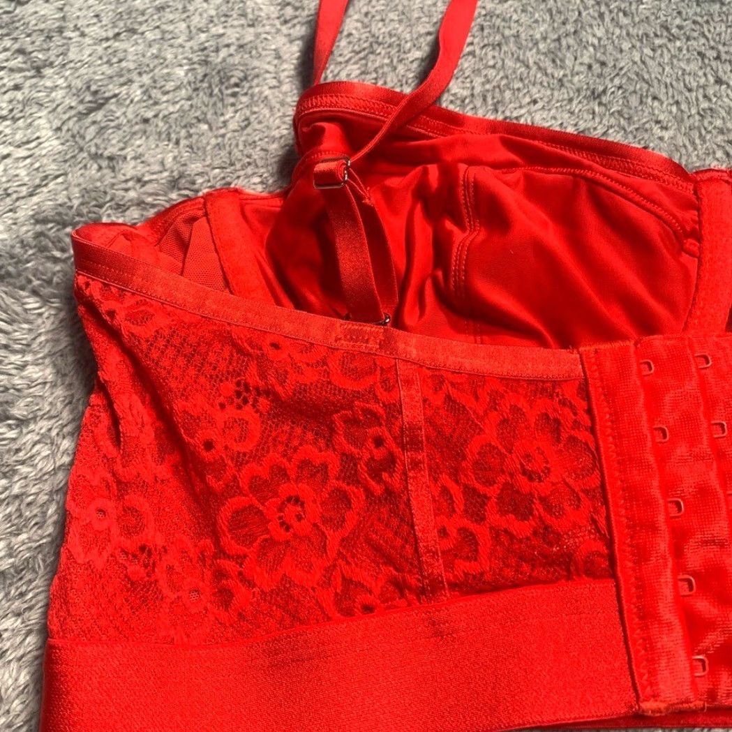 Vintage Parade Bralette Bra Red L Parade Red Underwire Lace Large Women Bralette L Red Size ONE SIZE - 5 Thumbnail