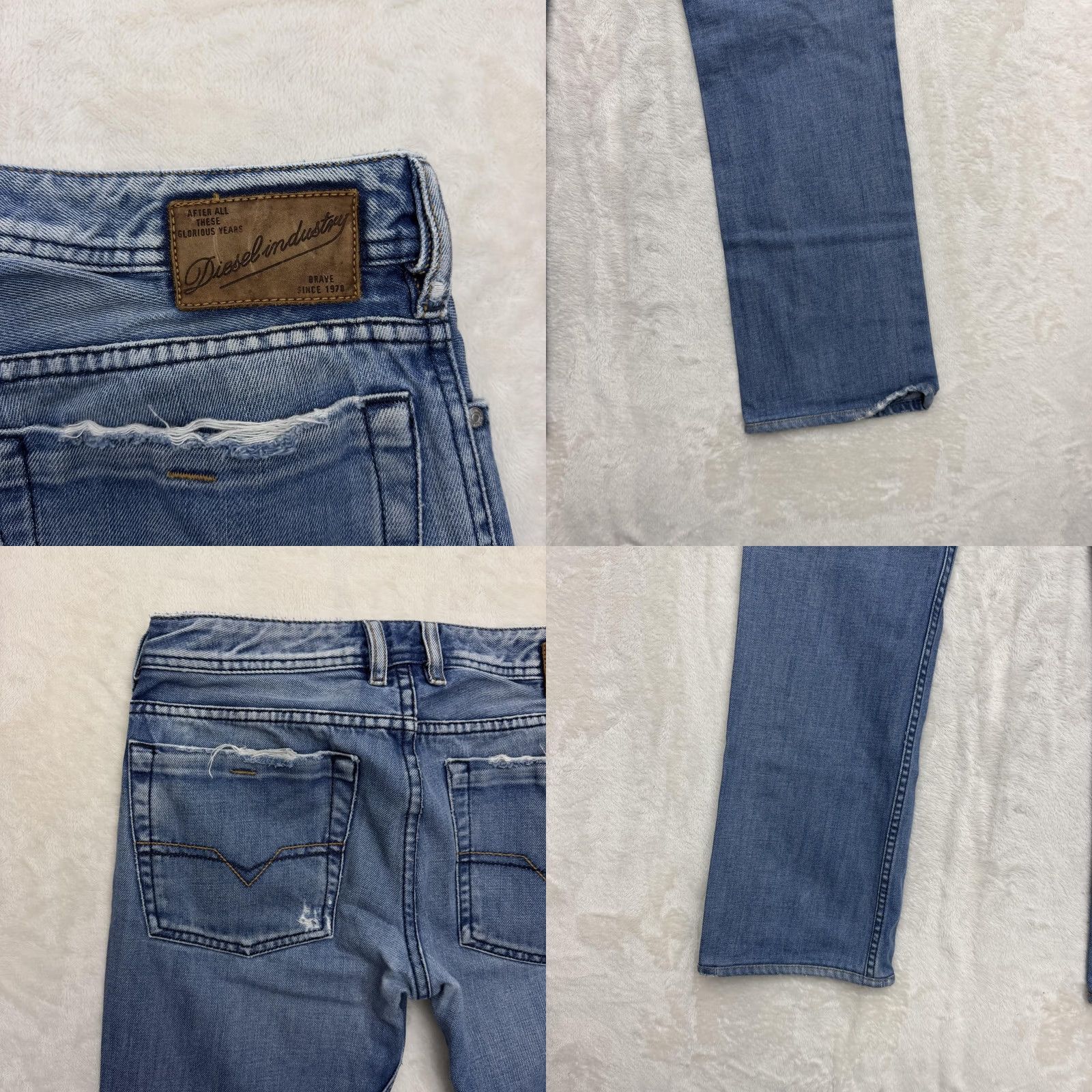 Diesel Diesel Jeans Pants Mens 32x30 Blue Medium Wash Distressed Straight Leg Denim Jeans Regular Mens Blue Distressed 90s? Size US 31 - 9 Thumbnail