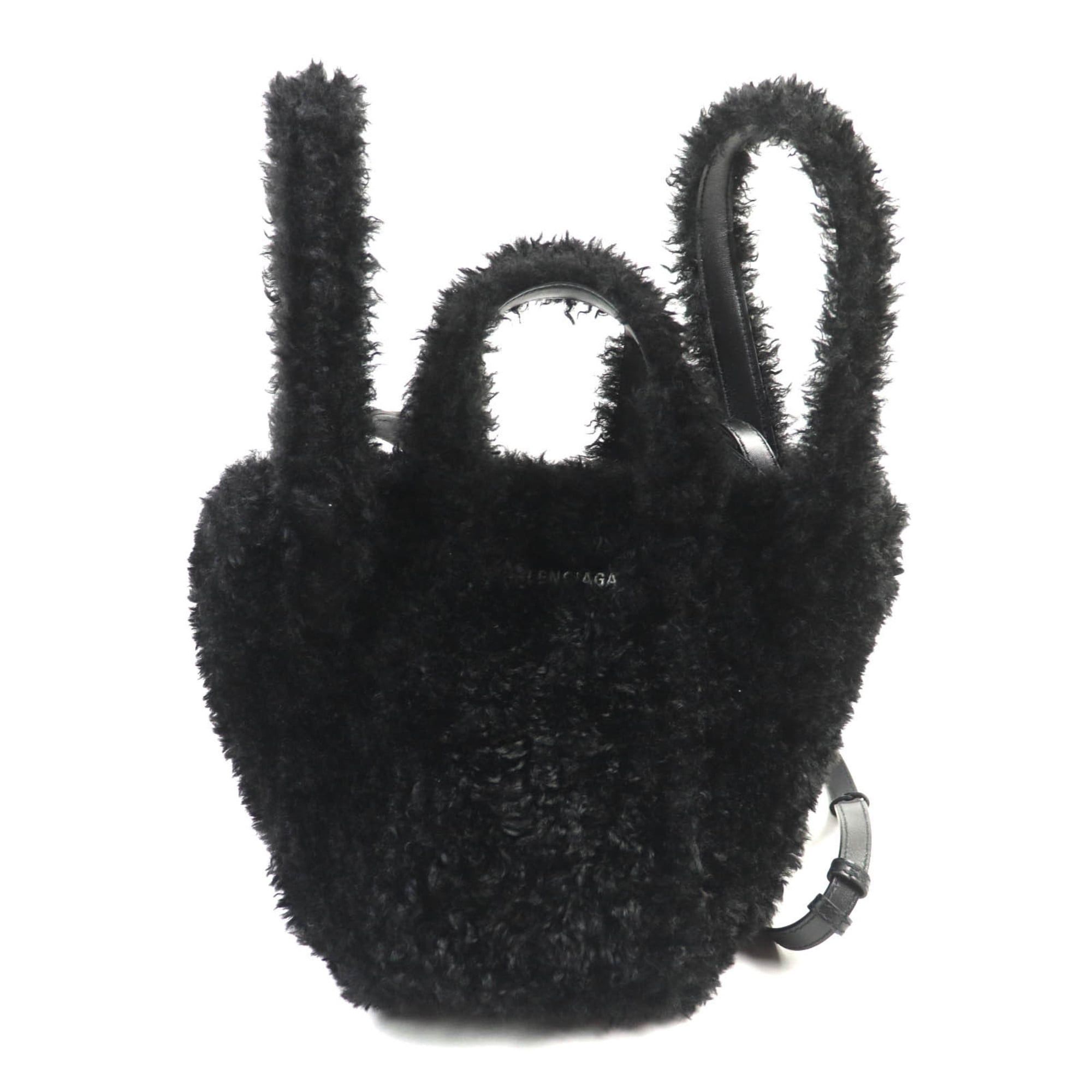 Balenciaga BALENCIAGA Everyday 2.0 XS (672793) Logo Embroidered F-Fur Shoulder Tote Bag, Black, Includes Dust Made in Italy Size ONE SIZE - 1 Thumbnail