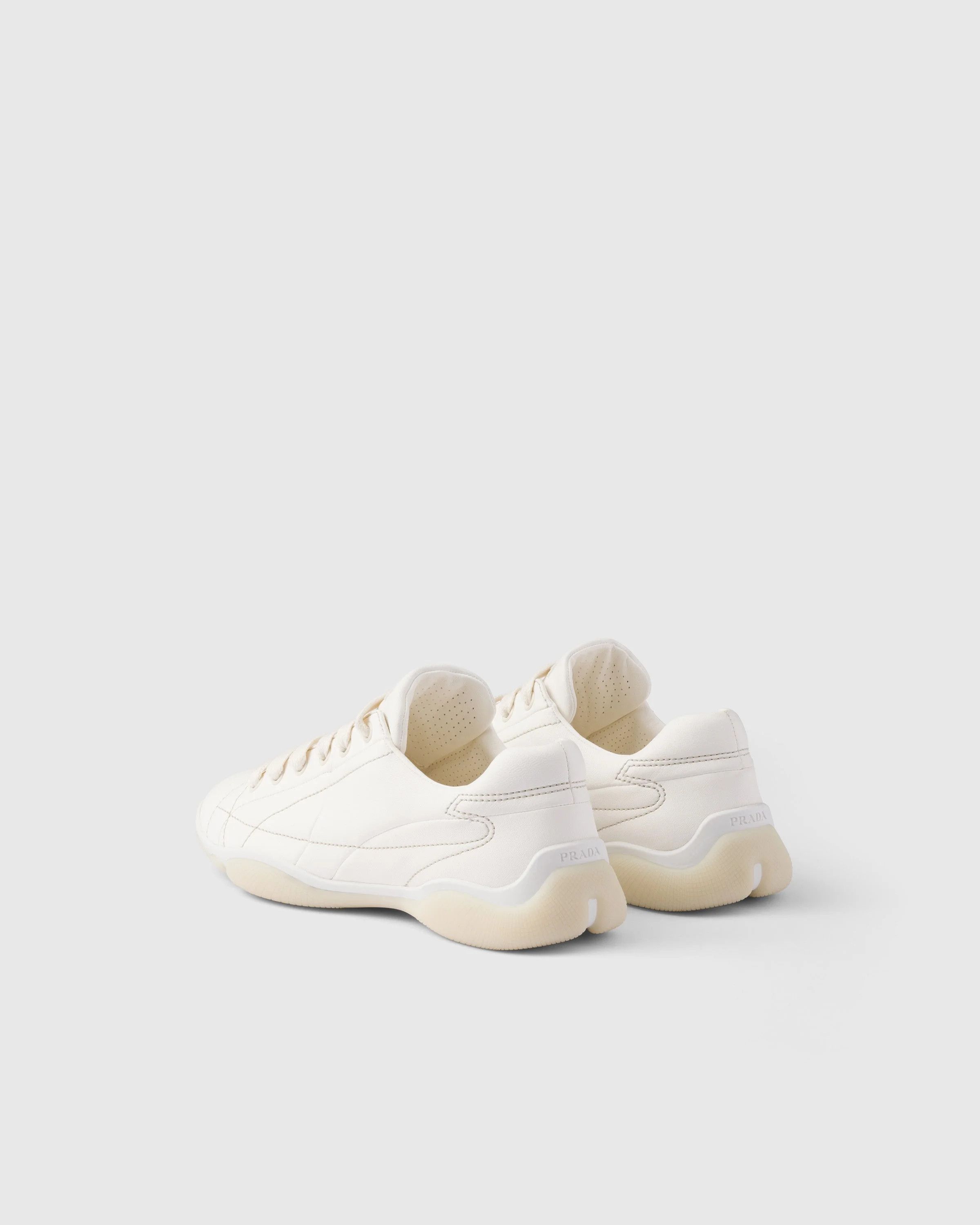 Prada o1srvl11e0226 Dup / Nappa Leather Sneakers in Ivory Size US 9 / EU 42 - 4 Thumbnail
