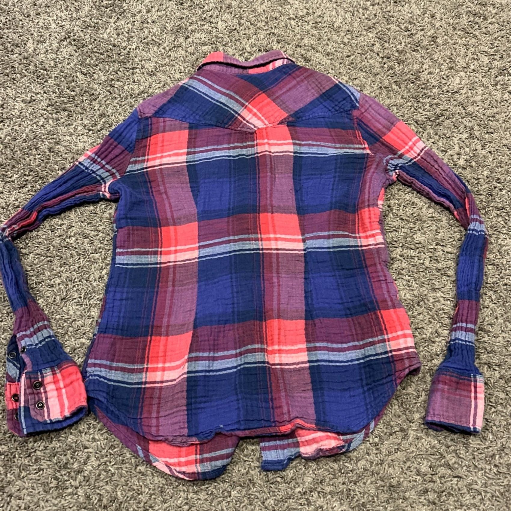 American Eagle Outfitters American Eagle Outfitters Shirt Women M Plaid Button-Up Cotton Multicolor Long Sleeve Button Size M / US 6-8 / IT 42-44 - 3 Thumbnail
