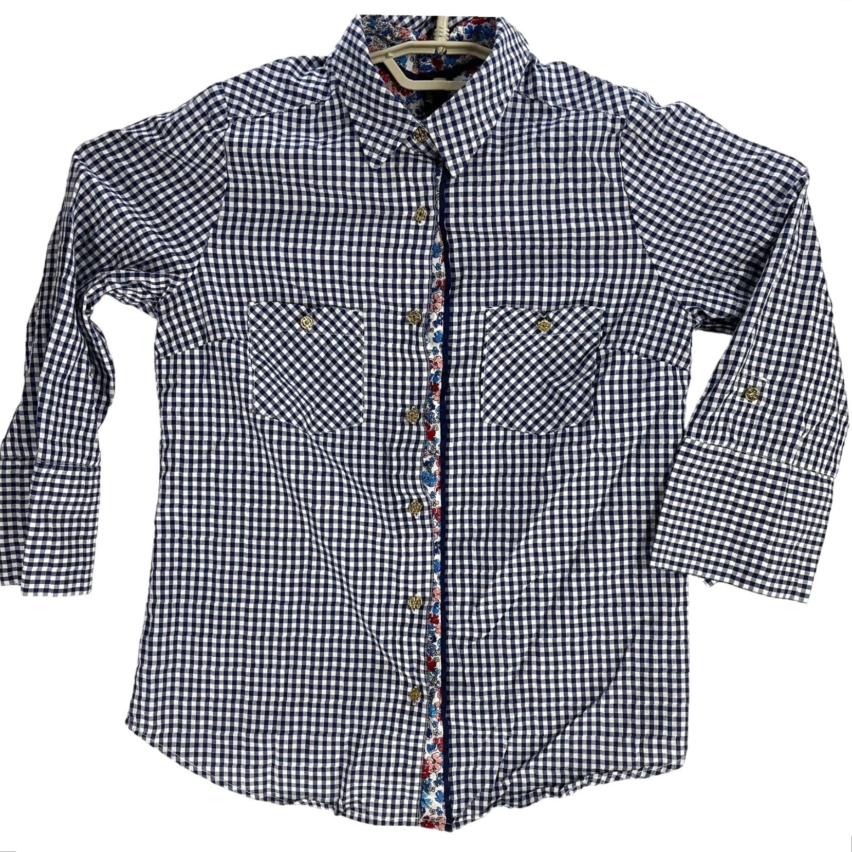 Vintage Cathy Shirt Blue White Checkered Button-Up 100% Cotton M Regular Women Size M / US 6-8 / IT 42-44 - 2 Thumbnail
