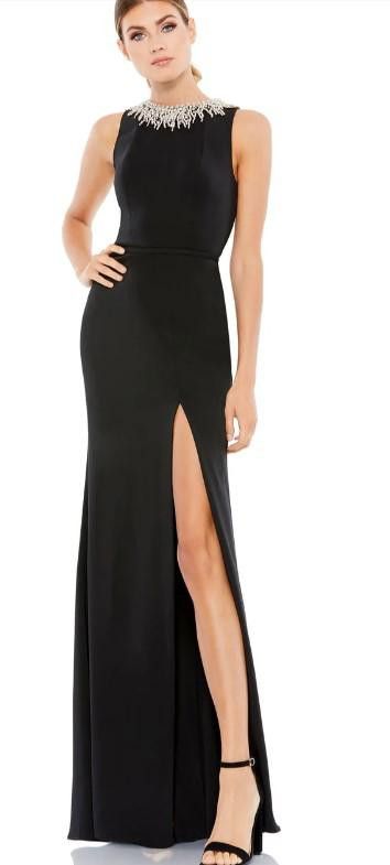 image of Designer (4) NWT Mac Duggal Sleeveless Rhinestone Collar Gown, 12 in Black, Women's (Size XL)