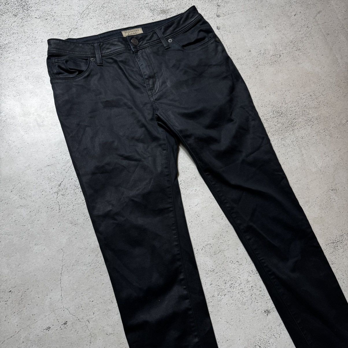 Burberry × Vintage vintage 90s washed black waxed jeans burberry luxury rare Size 29" - 2 Thumbnail