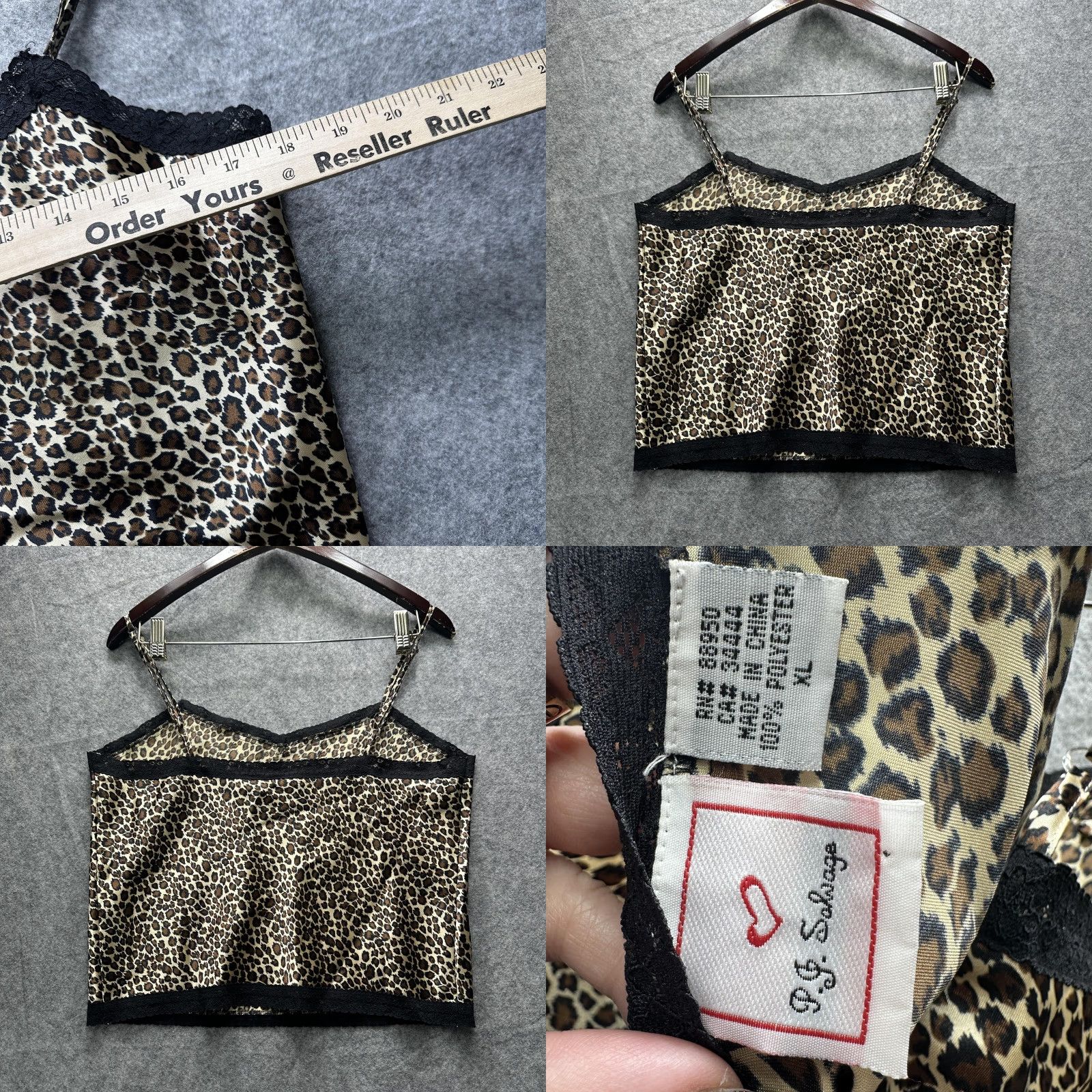 Vintage PJ Salvage Camisole Tank Top Womens XL Brown Leopard Animal Print Lace Trim y2k Size XL / US 12-14 / IT 48-50 - 8 Thumbnail
