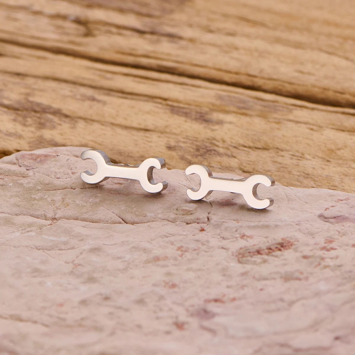 Jewelry Mini Wrench Stud Earrings Charm Earring Gift Size ONE SIZE - 1 Preview
