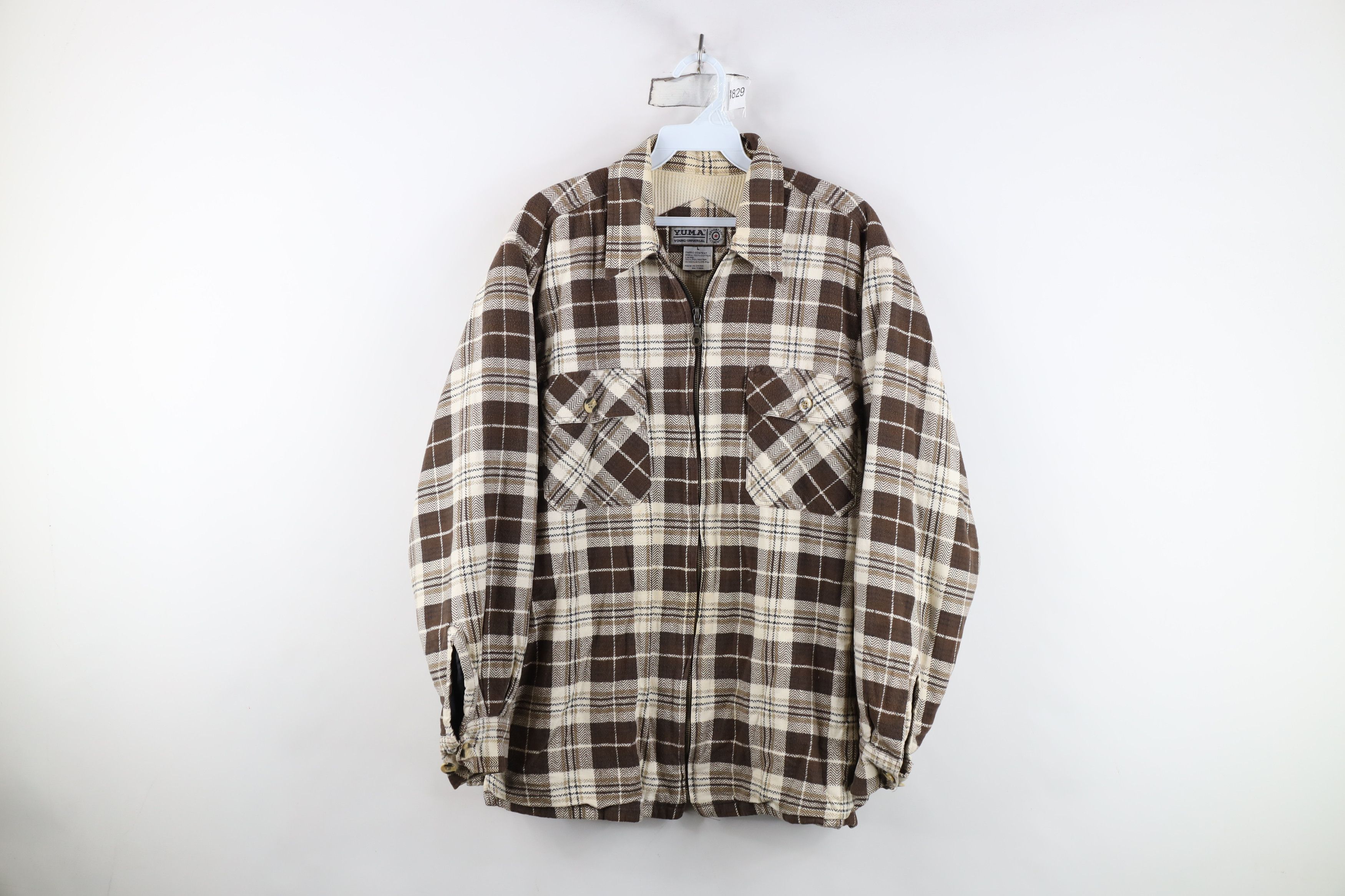Vintage Vintage 90s Streetwear Knit Lined Flannel Shirt Jacket Size US L / EU 52-54 / 3 - 1 Thumbnail