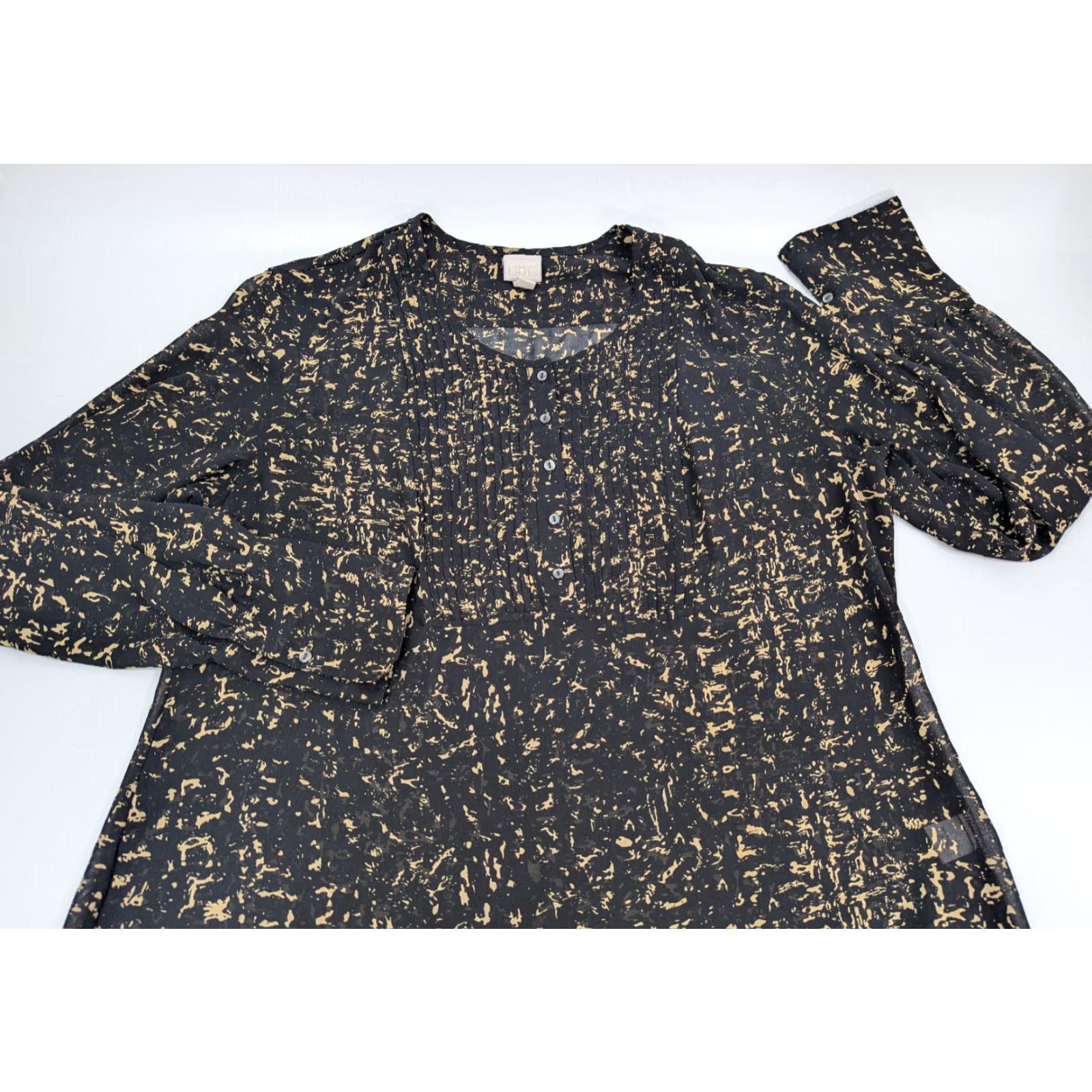 Converse Converse Blouse Henley Women's Black Long Sleeve Pleated Top Pullover Size XL Size XL / US 12-14 / IT 48-50 - 2 Thumbnail