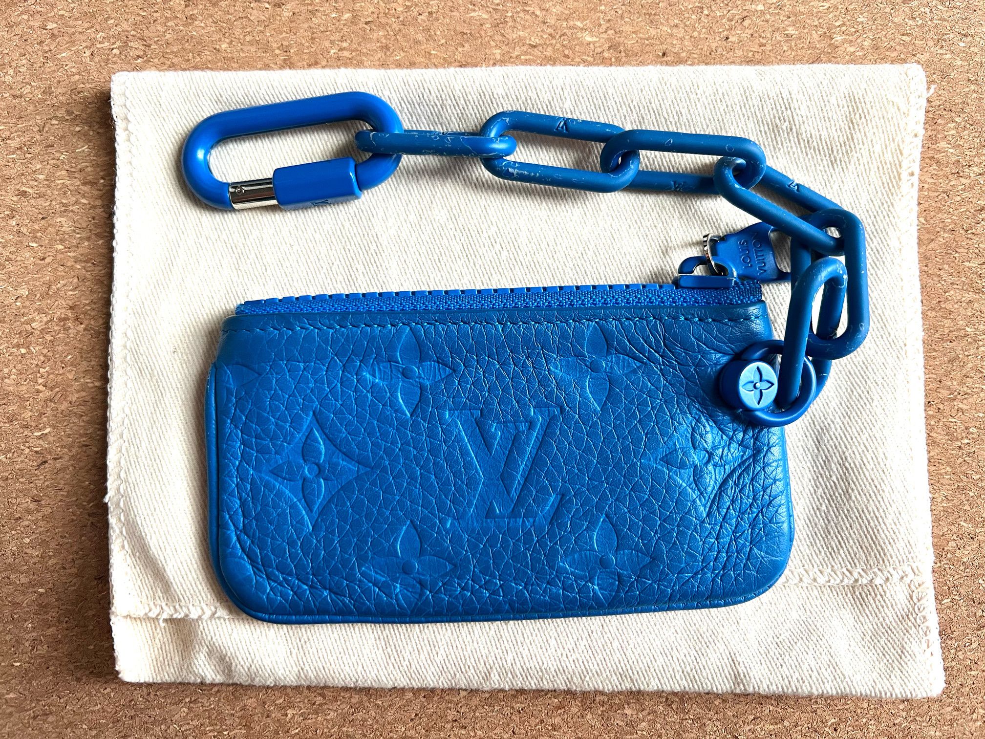 Louis Vuitton Monogram Pochette Cle Coin Pouch Key Purse in Blue, Men's