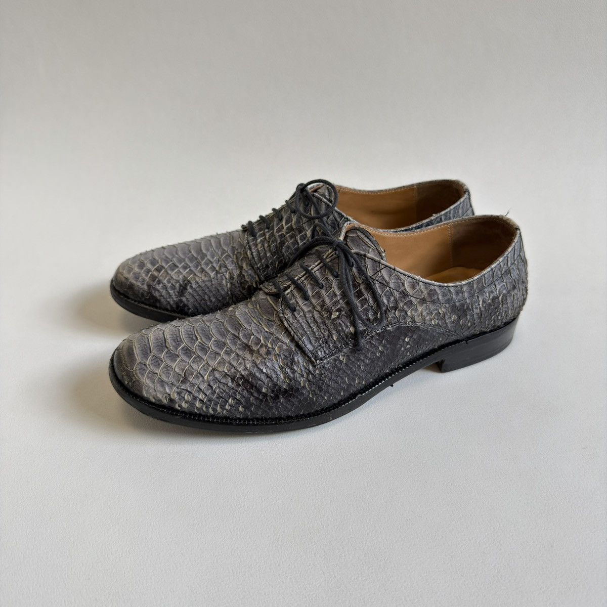 Maison Margiela Gray Snakeskin Lace Up Leather Shoes Size US 7 / IT 37 - 5 Thumbnail