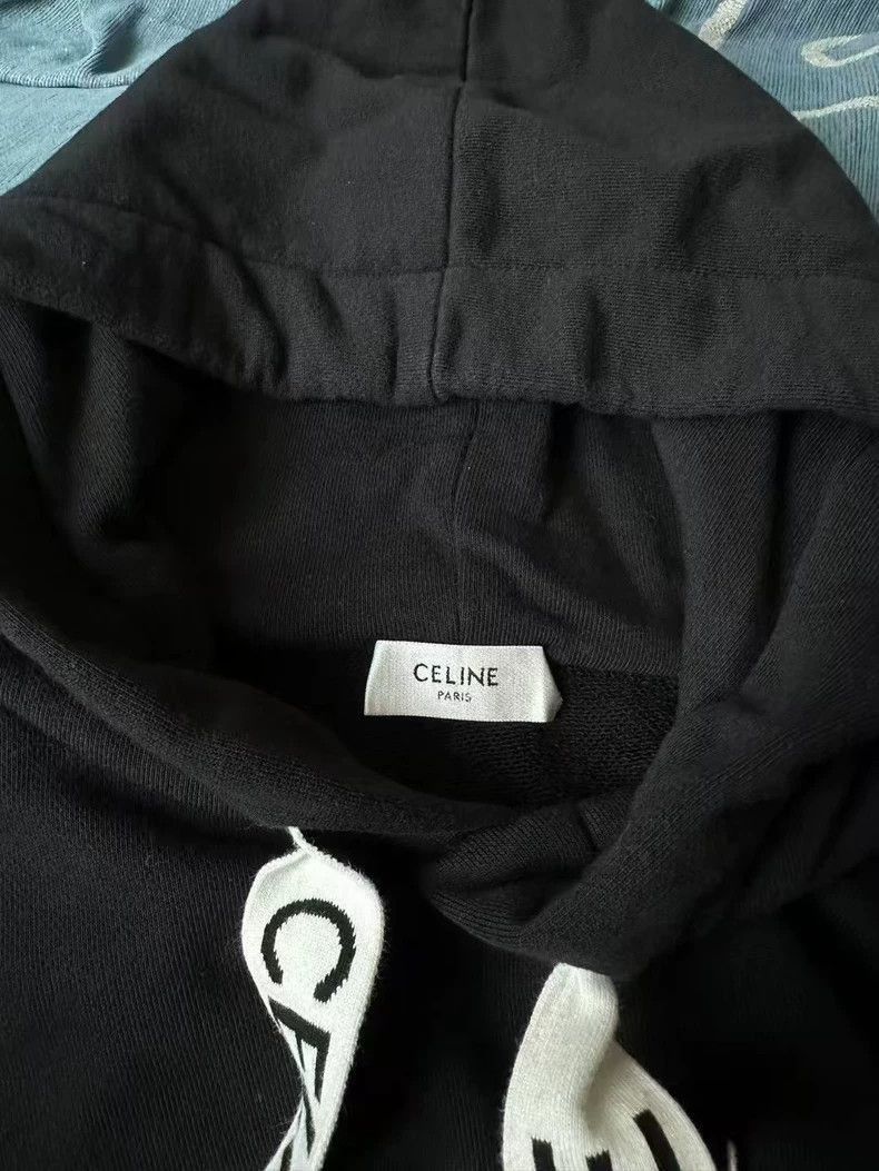 Celine Celine Black Drawstring Letter Hoodie Size US XS / EU 42 / 0 - 2 Thumbnail
