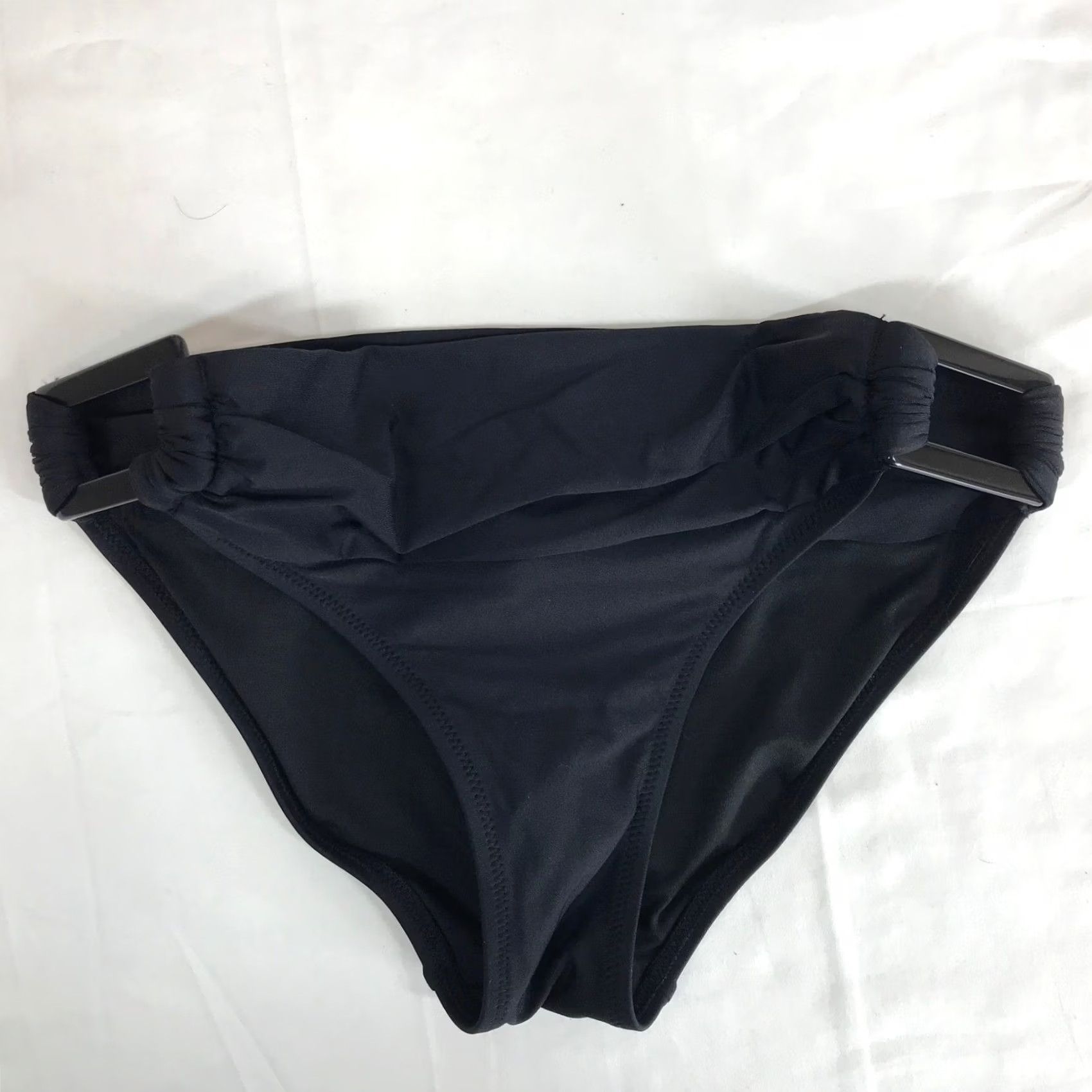J.Crew J.Crew Bikini Bottom XXS Black Solid Ruched Swimwear Hardware Accents Size 24" / US 00 / IT 34 - 3 Thumbnail