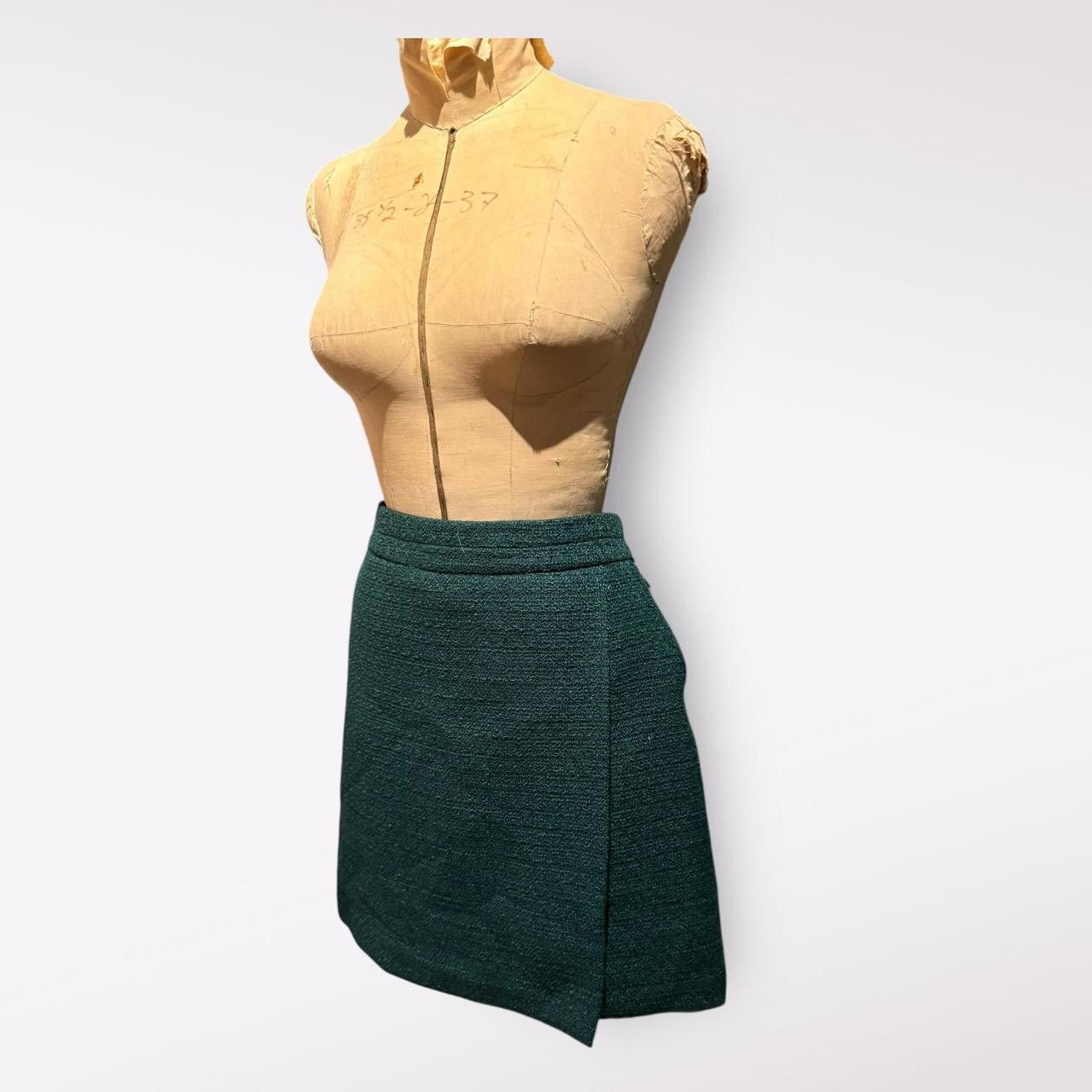 Karl Lagerfeld Karl Lagerfeld Women's Green Tweed Wool Skirt Size 10 Size 32" / US 10 / IT 46 - 2 Thumbnail