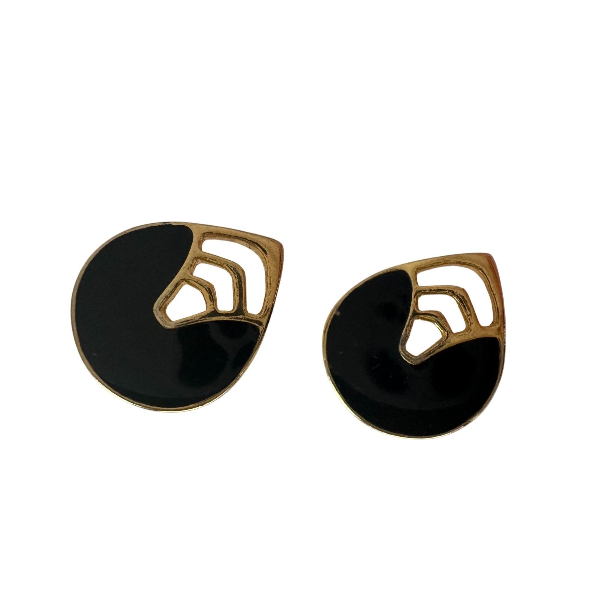 Other Women's Black and Gold Tear Drop Shaped Stud Earrings Size ONE SIZE - 5 Thumbnail