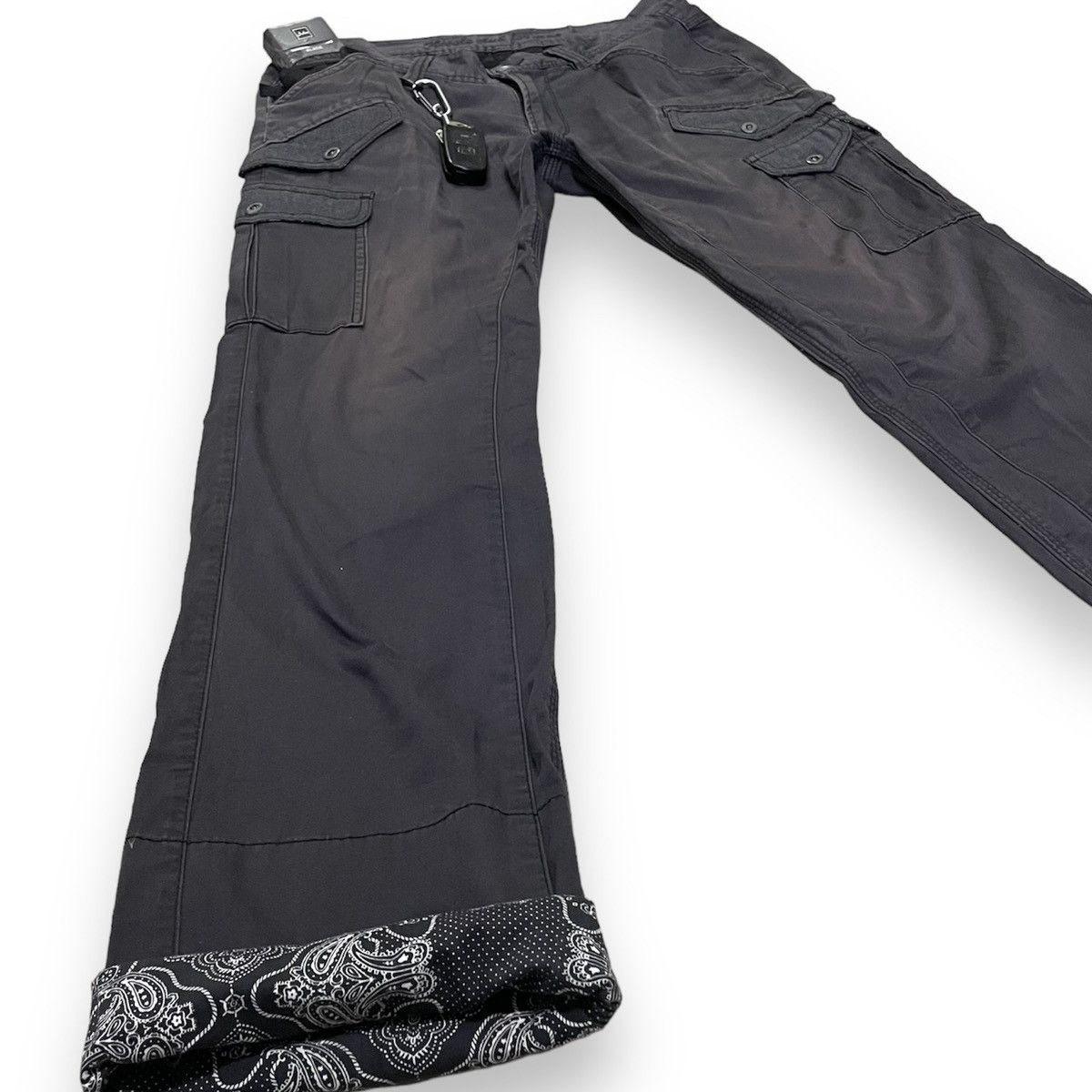 Nicole Club 🇯🇵 NICOLE CLUB FOR MEN PAISLEY 9 POCKETS CARGO PANTS Size US 29 - 3 Thumbnail