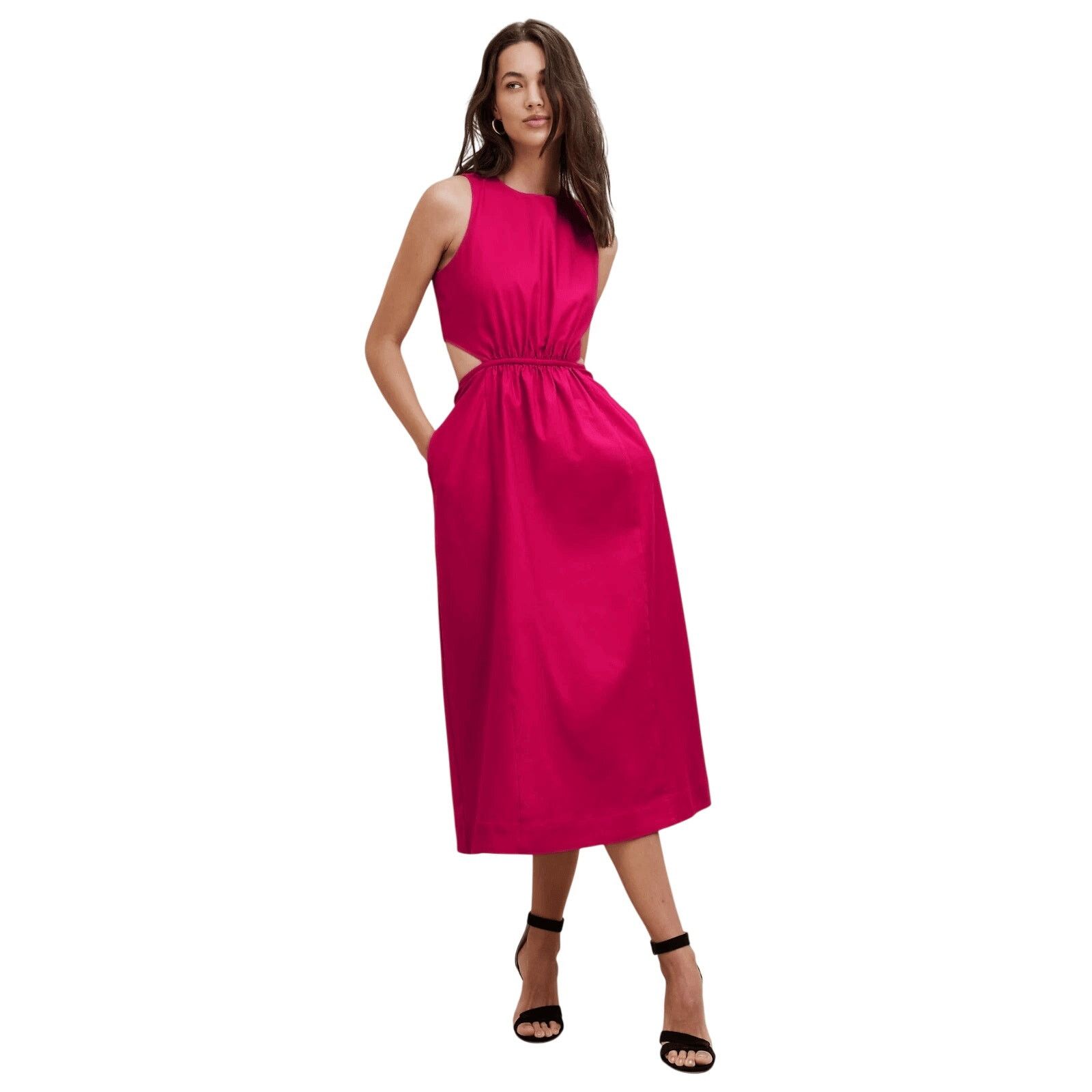 Banana Republic Banana Republic Linen Blend Cutout Midi Dress Size 14 Size XL / US 12-14 / IT 48-50 - 2 Thumbnail