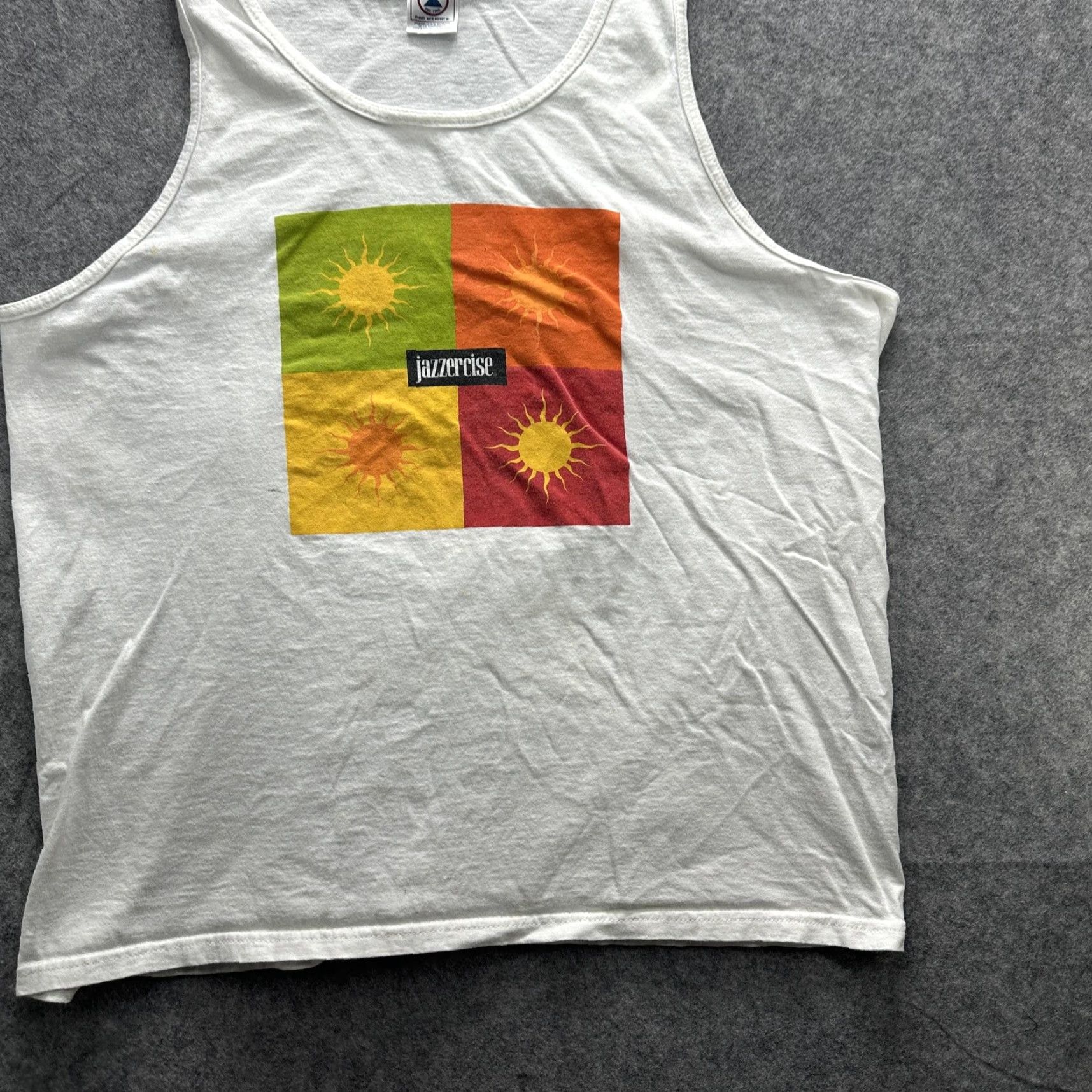 Delta VINTAGE Jazzercise Shirt Mens XL White Tank Top 90s Workout Graphic Fitness y2k Size US XL / EU 56 / 4 - 3 Thumbnail