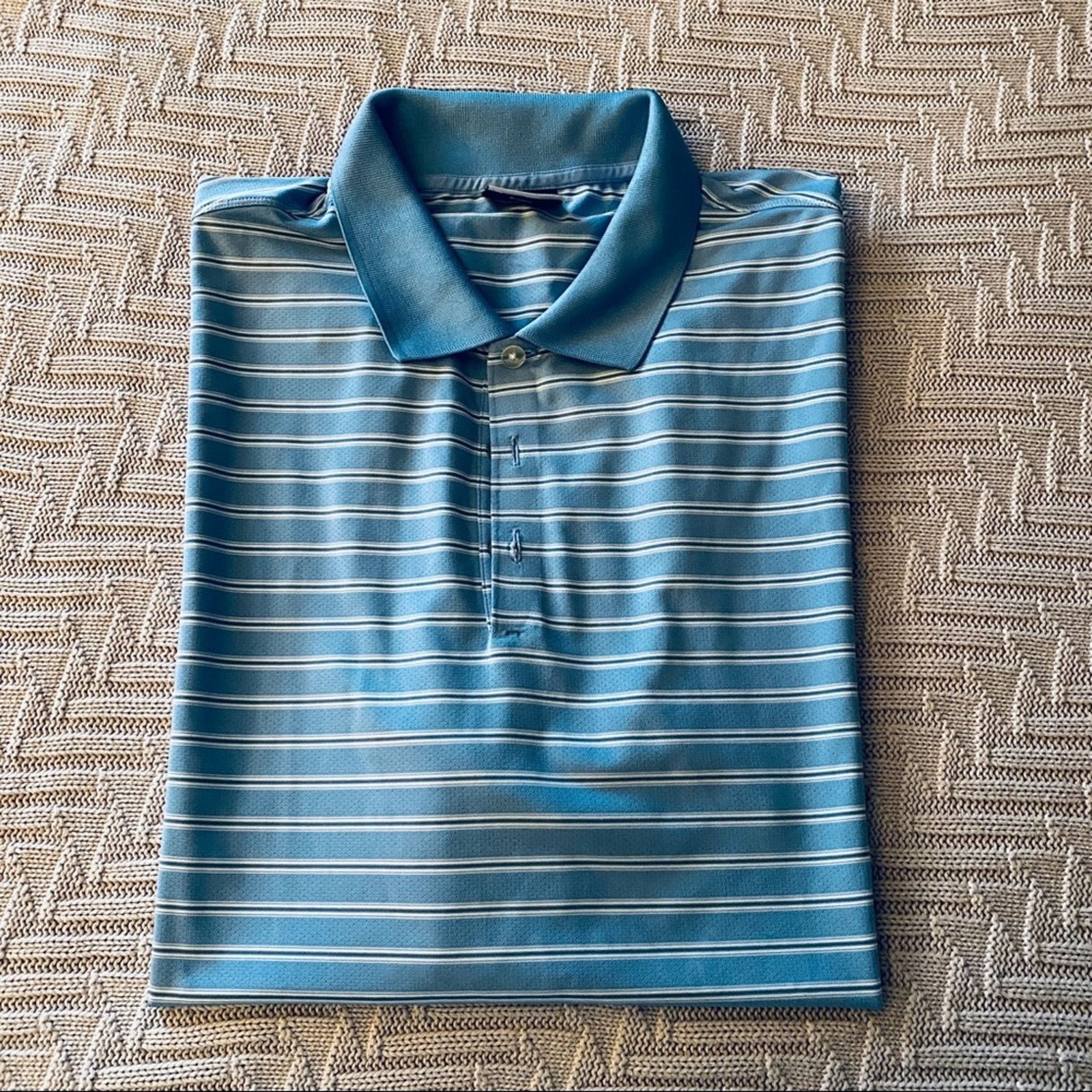 Nike Nike light blue striped short sleeve polo Size US XL / EU 56 / 4 - 1 Thumbnail