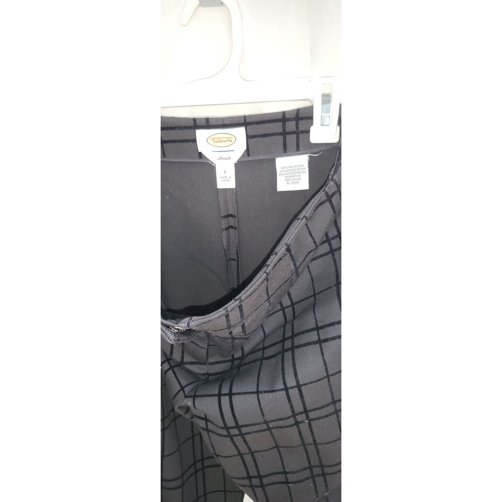 Other Talbots StretchFit Windowpane Black Plaid Pant Velvet Size 6 Size 28" / US 6 / IT 42 - 5 Thumbnail
