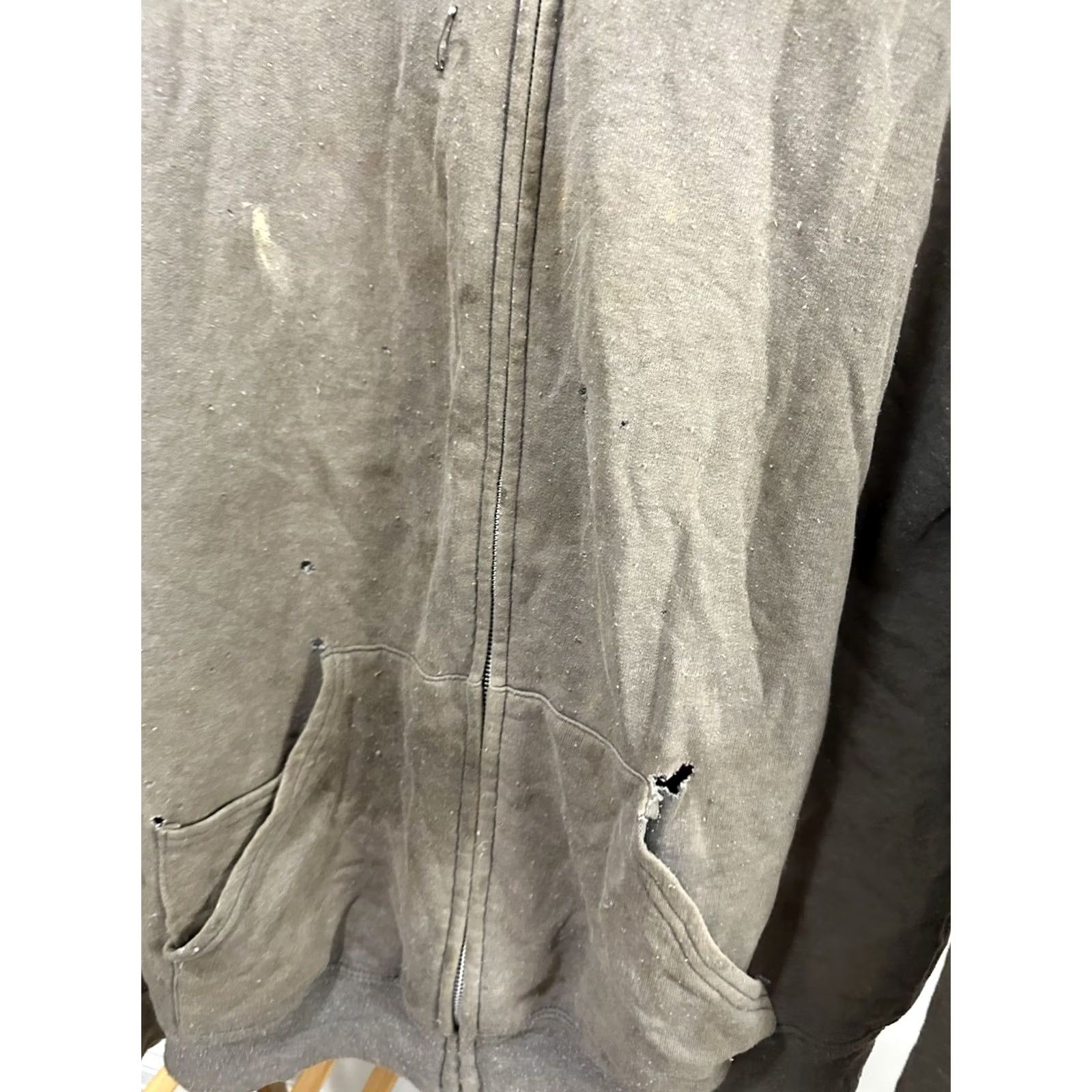 Fruit Of The Loom VTG Gradient Sun Faded Worn WIP Thrashed Distressed Grunge Zip Hoodie 2XL Men Gray Full Zip WIP Workwear Thrash Mens Hoodie Size US XXL / EU 58 / 5 - 7 Thumbnail