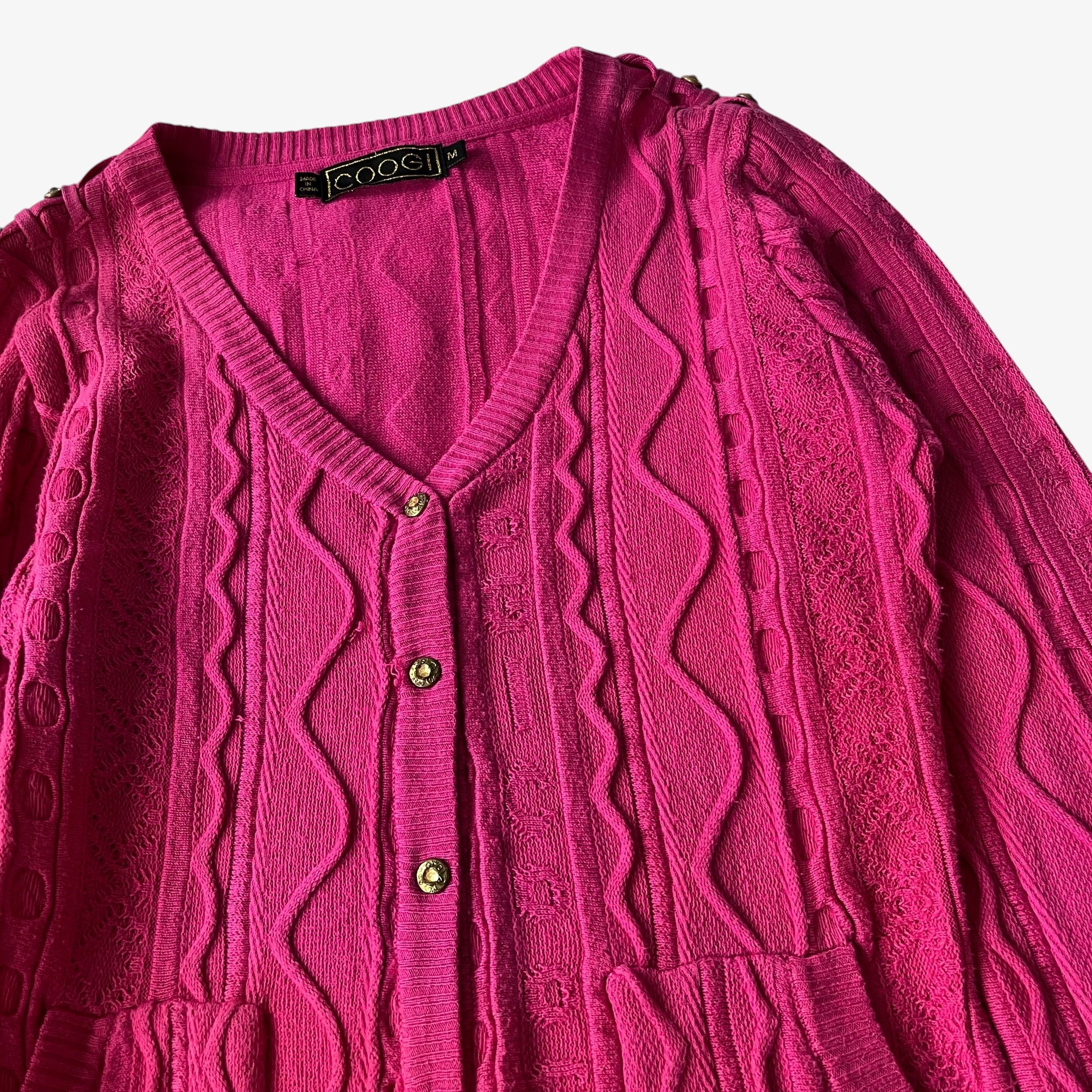 Coogi Vintage Y2K Women's Coogi 3D Textured Knit Pink Cardigan Size M / US 6-8 / IT 42-44 - 7 Thumbnail