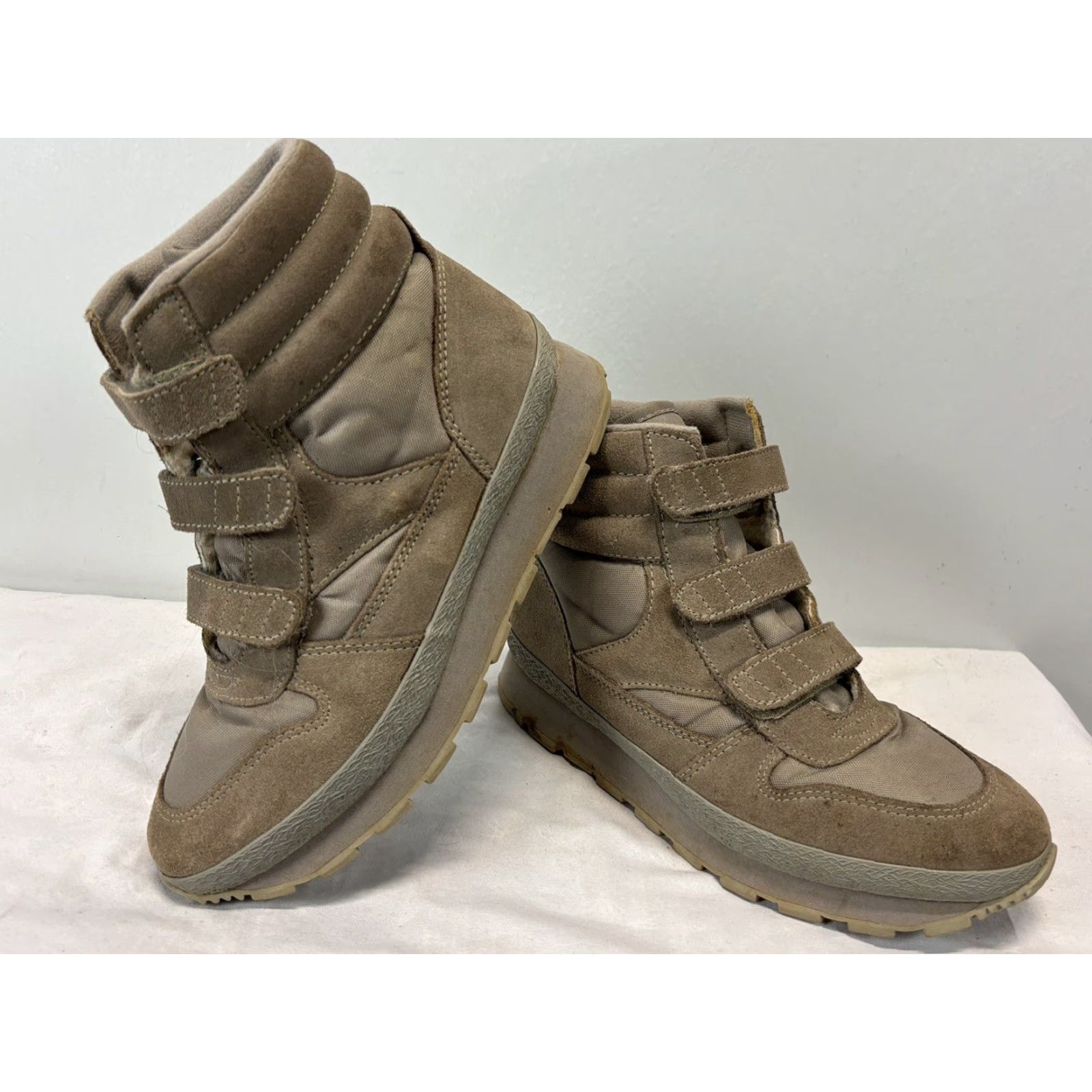 Vintage VINTAGE L.L. Bean Bean Boots Bootie Women's Size 8 Grey/Tan Leather & Canvas Lined Hook & Loop 90s? (adjust theme) Size M / US 6-8 / IT 42-44 - 2 Thumbnail