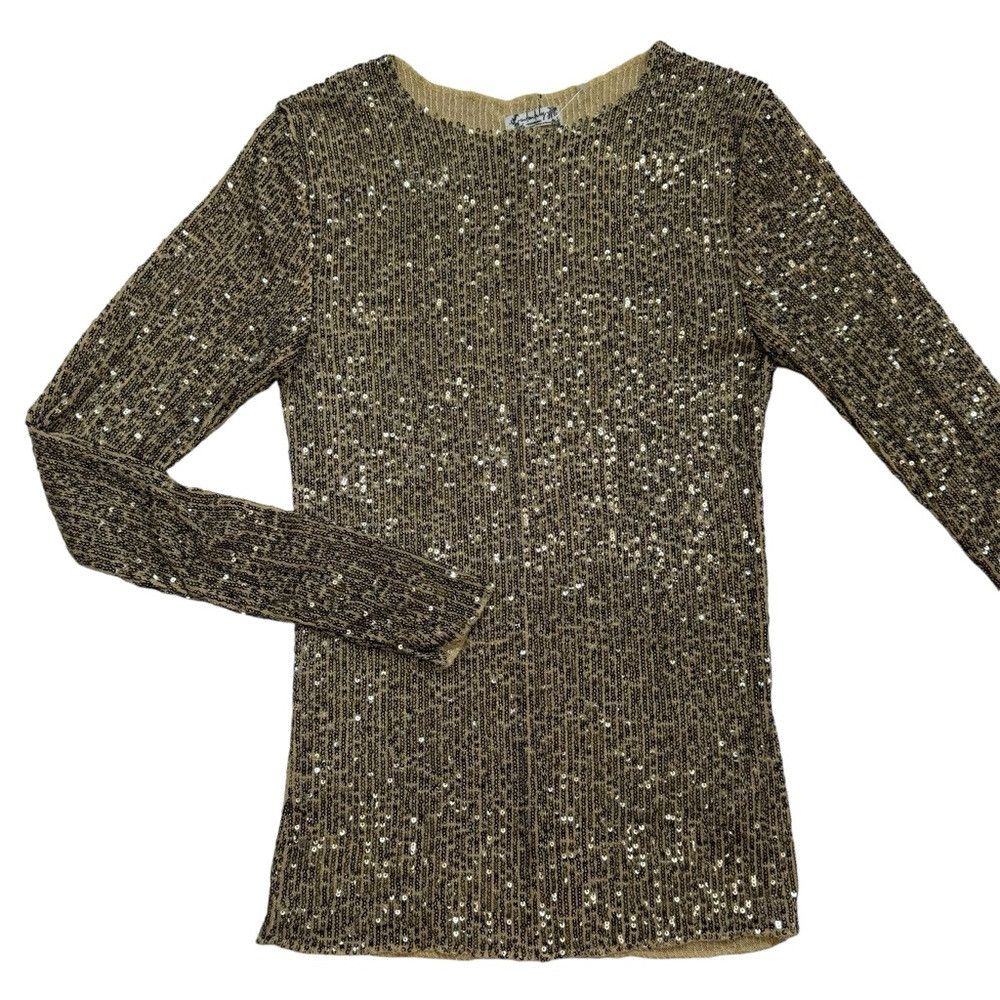 Free People Free People Gold Rush Long Sleeve Sequins Top Size XS Size XS / US 0-2 / IT 36-38 - 7 Thumbnail