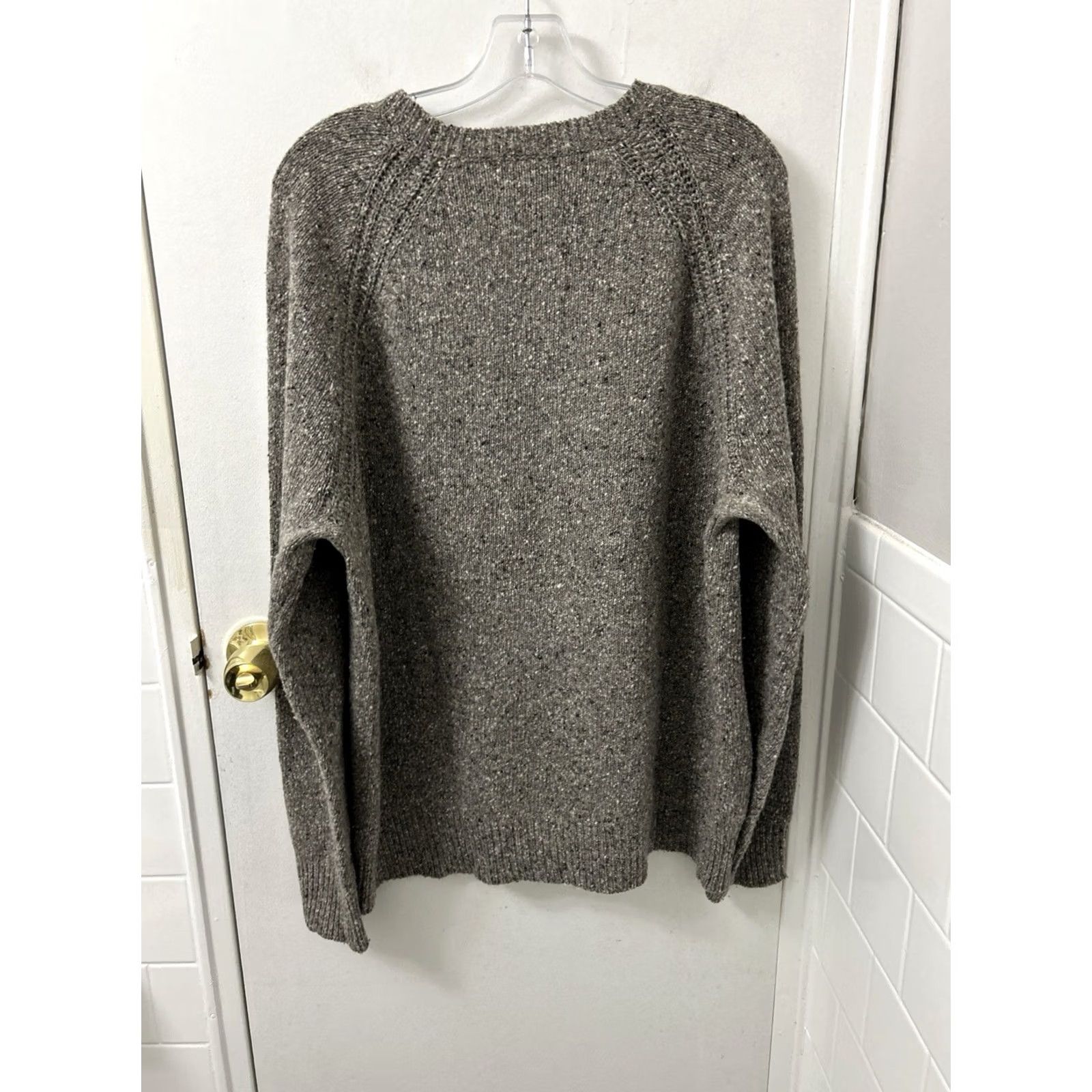 Vintage J Crew Sweater Mens XL Brown Wool Blend Speckled Crewneck Raglan Pullover L/S Regular Knit Crew Neck Casual Autumn Winter Spring Size US XL / EU 56 / 4 - 6 Thumbnail