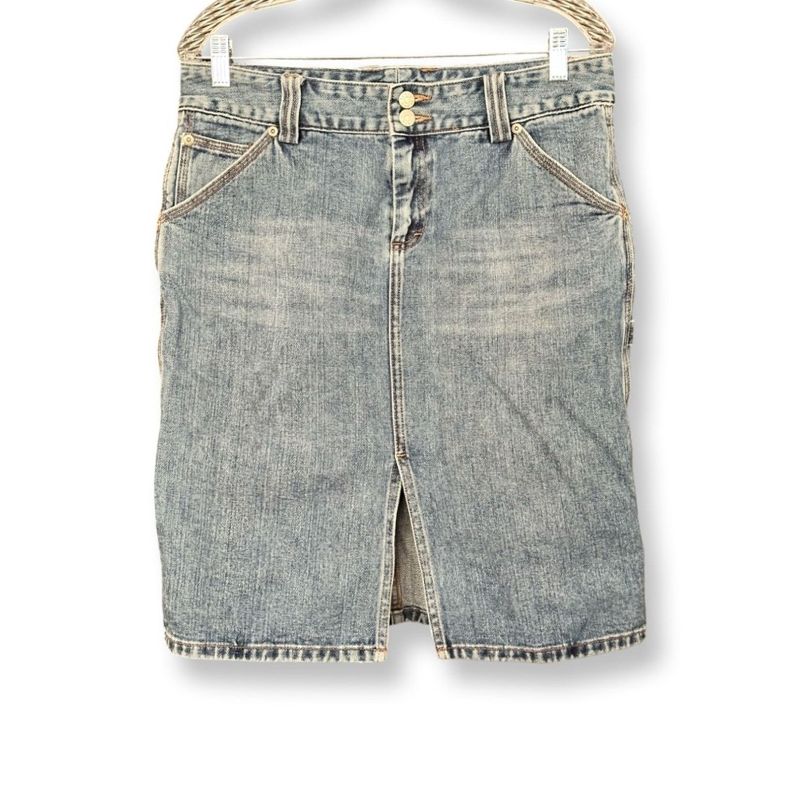 J.Crew J Crew Front Slit Denim Y2K Midi Skirt Size 29" - 1 Thumbnail