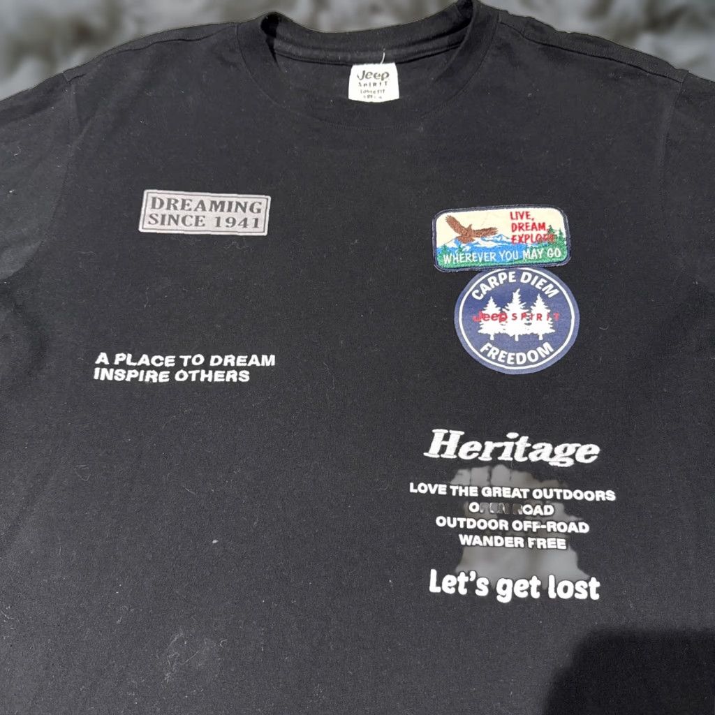 Jeep Jeep Spirit T Shirt Mens Size Medium Black Heritage Embroidered Patch Shirt Men Size US M / EU 48-50 / 2 - 1 Thumbnail