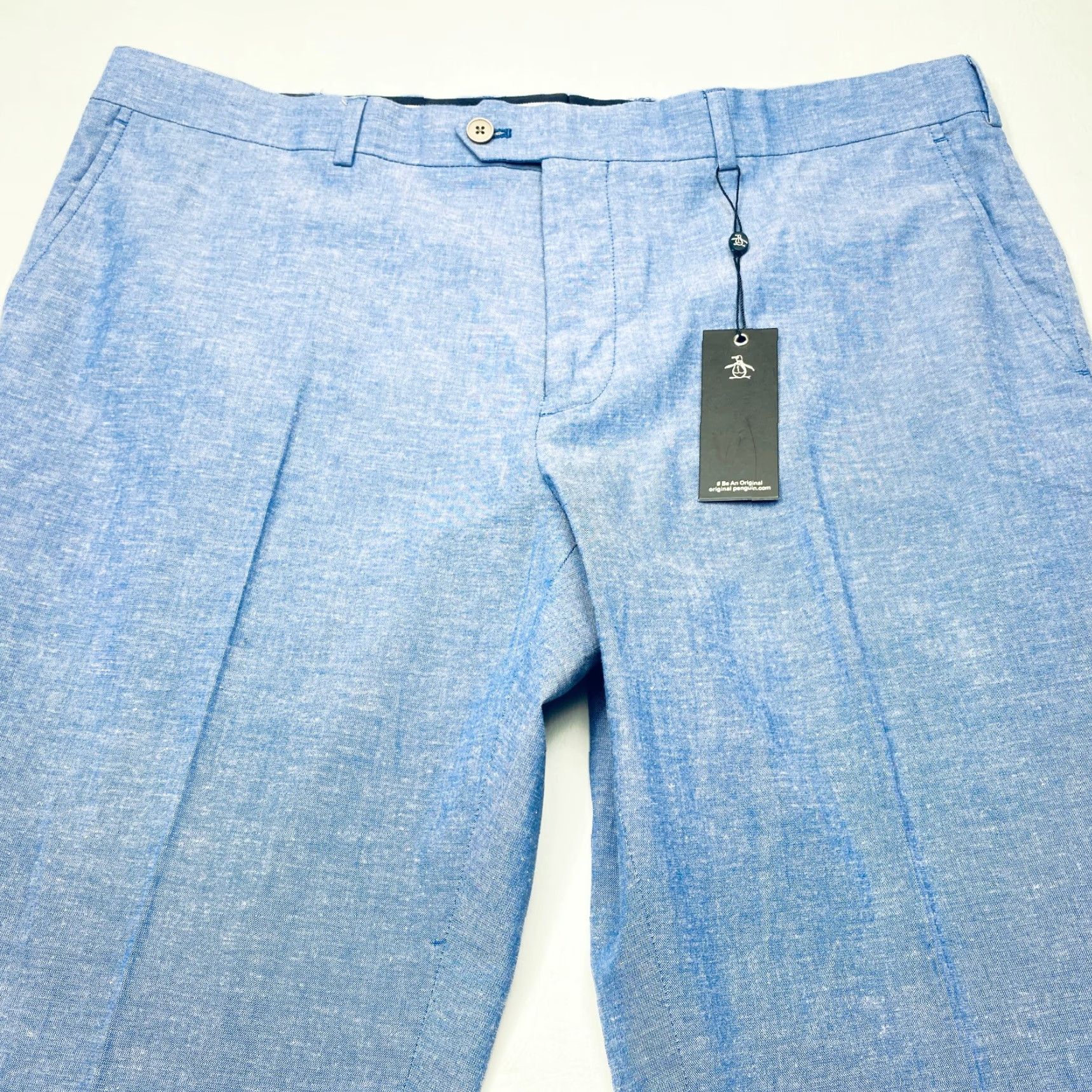 Vintage NWT Penguin by Munsingwear Pants Mens 40x30 Slim Fit Blue Linen Blend Pant 40 Men Casual Dress Pants 7872 Size US 40 / EU 56 - 4 Thumbnail