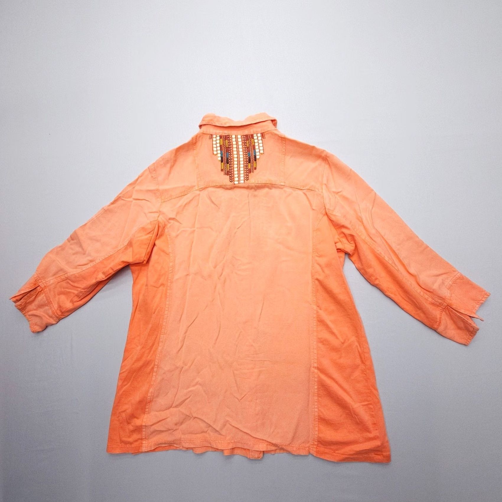 Native Parsley & Sage Blouse Shirt Womens L Orange Geometric Embroidered Bohemian Western 3/4 Sleeve Casual Shirt Mens? Size L / US 10 / IT 46 - 3 Thumbnail