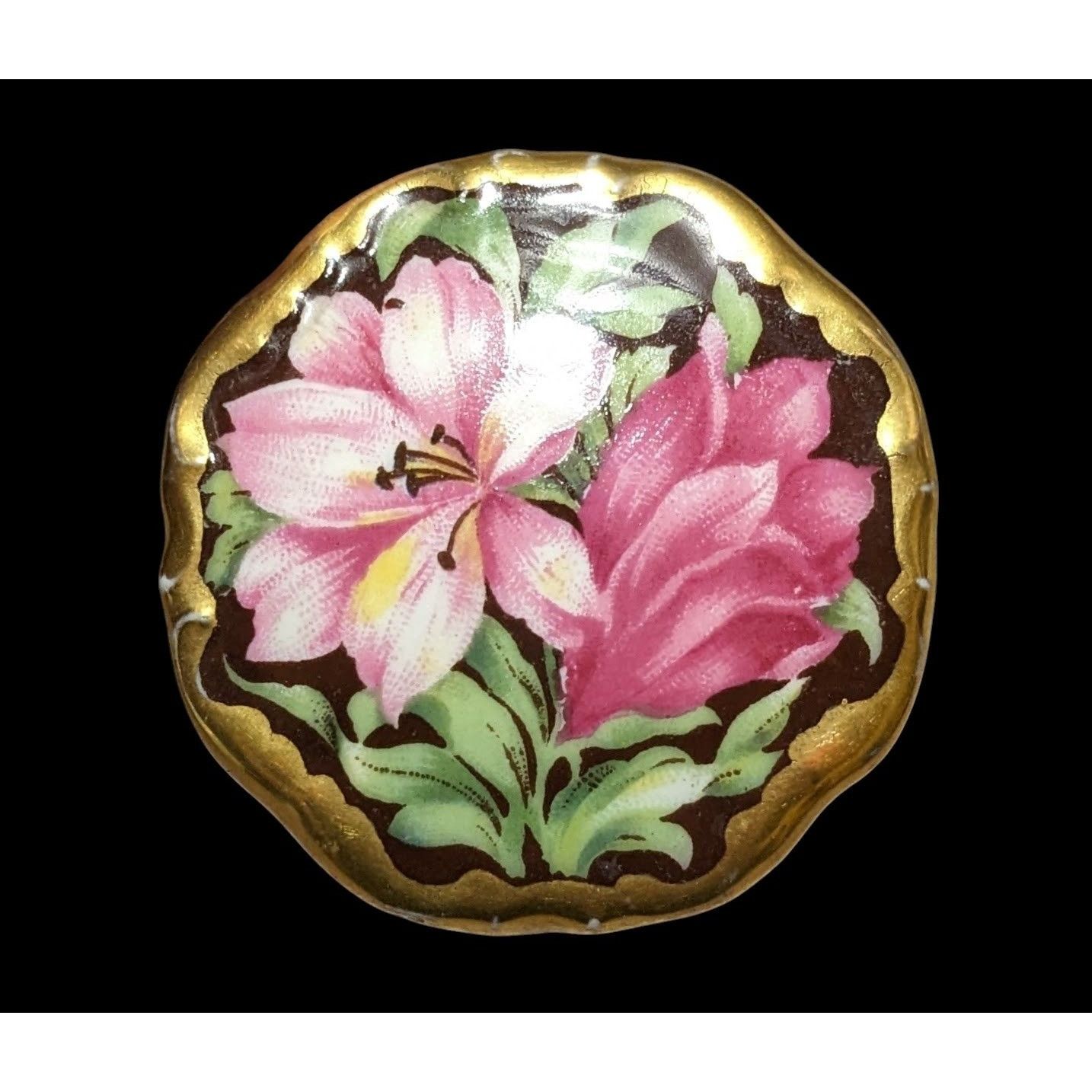 Other Antique 1920s German Floral Hand Painted Brooch Size ONE SIZE - 1 Thumbnail