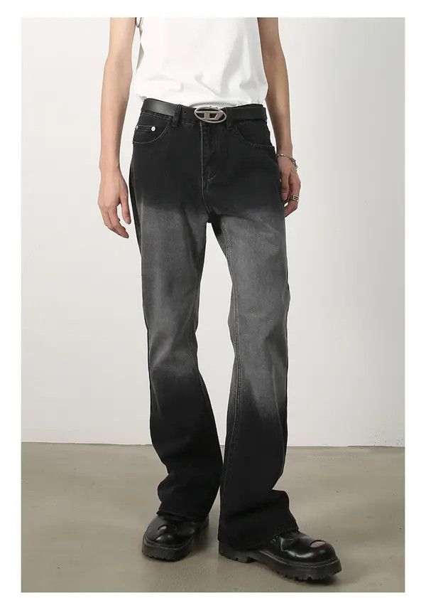 Japanese Brand Hitomi x Mami Black Gradient Loose Straight Flare Jeans Size US 32 / EU 48 - 1 Thumbnail
