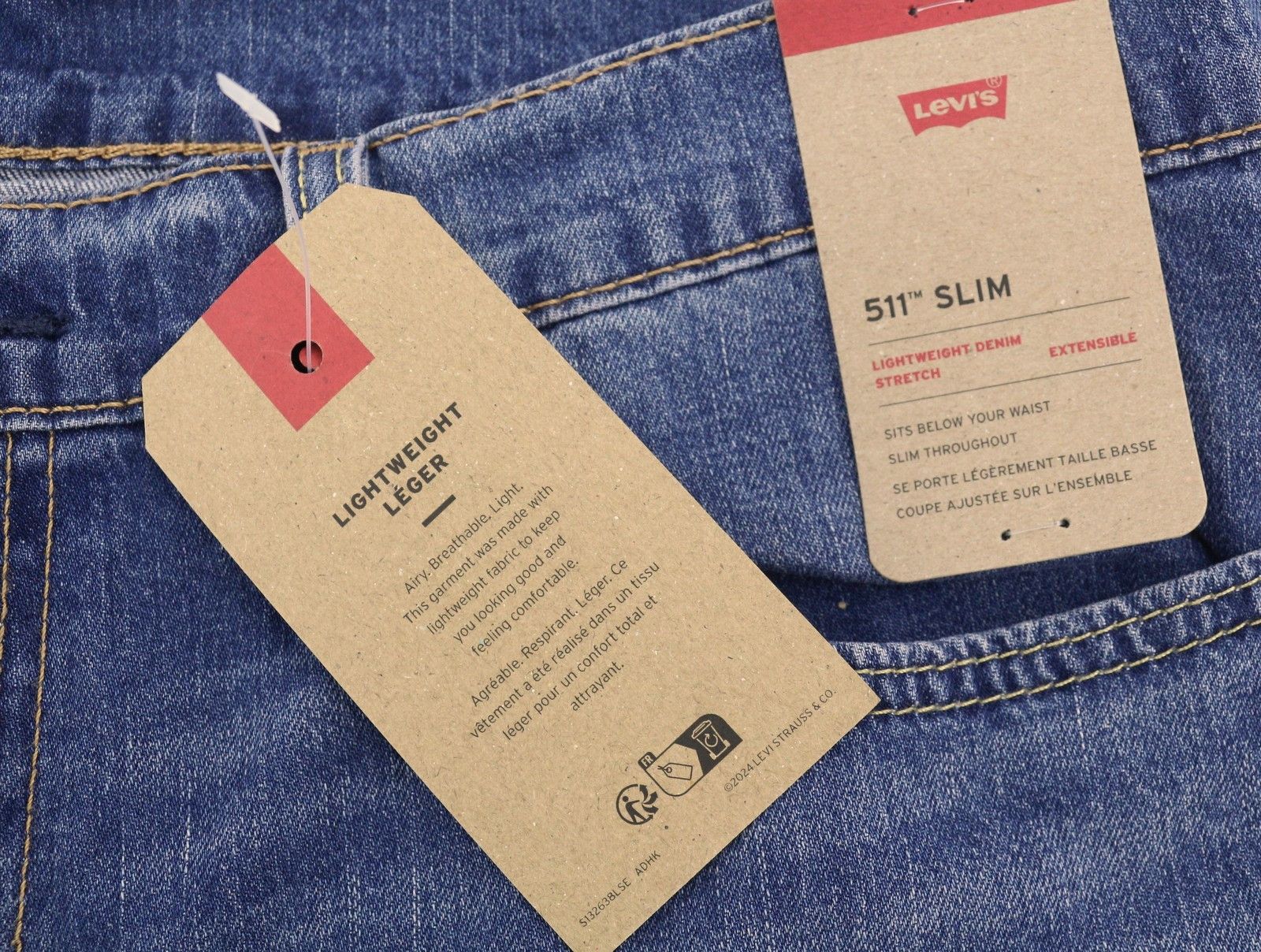 Levi's 511 W36/L36 Blue Faded Lightweight Stretch Jeans 87070 Size US 36 / EU 52 - 6 Thumbnail