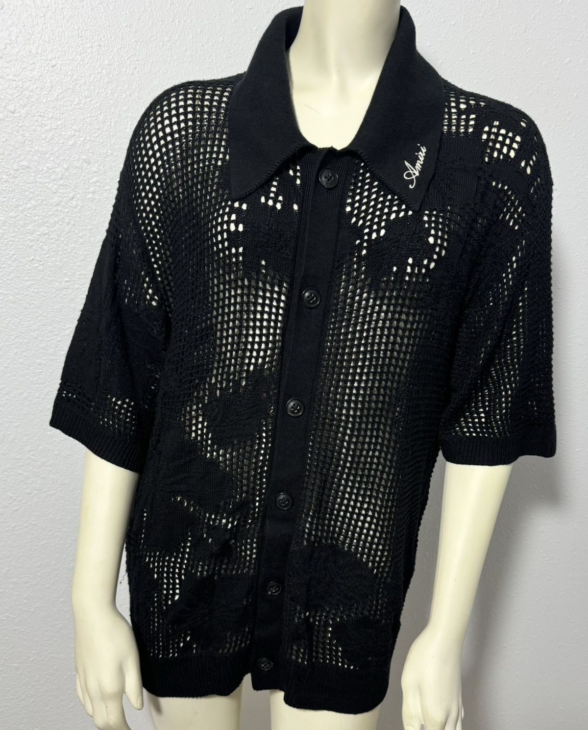 Amiri EUC Amiri Floral Mesh Crochet Button Down Top Size US M / EU 48-50 / 2 - 5 Thumbnail